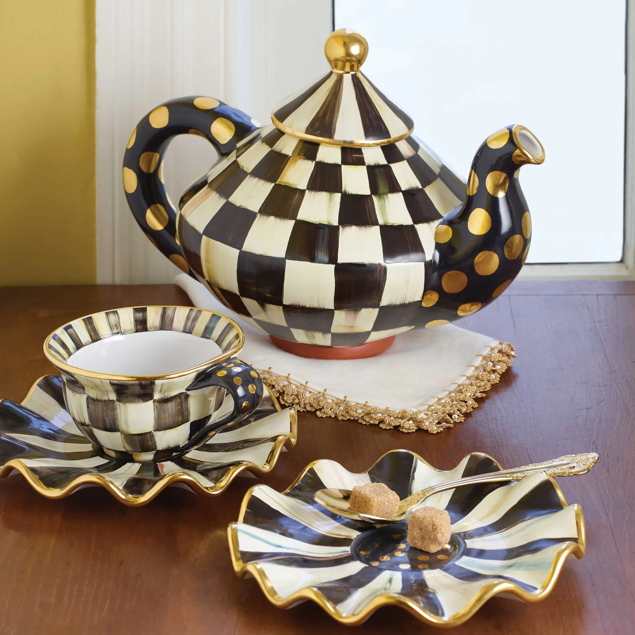 MacKenzie-Childs Courtly Check Ceramic Saucer| The Coffee Shop|Dinnerware & Flatware