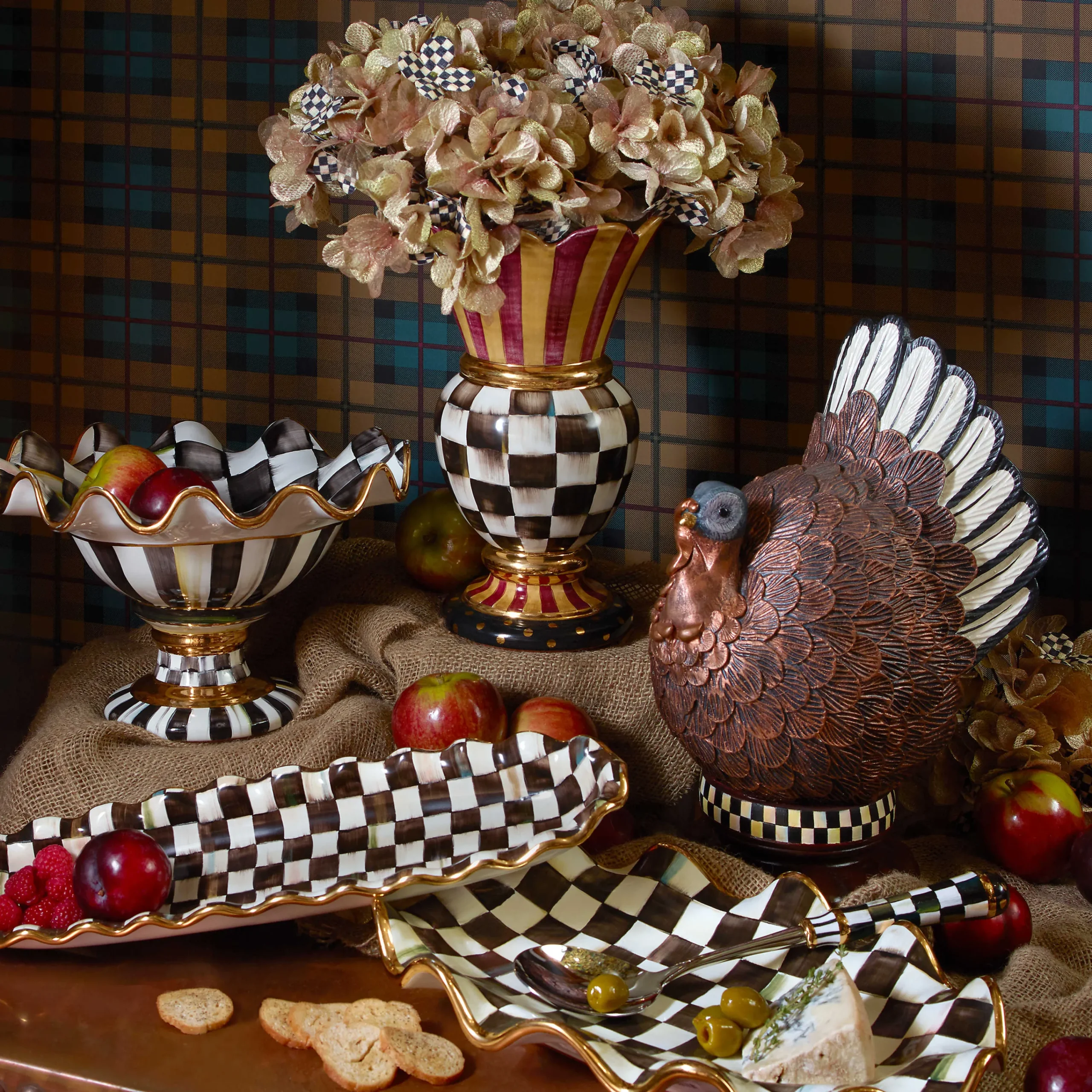 MacKenzie-Childs Courtly Check Ceramic Serving Platter| Serveware