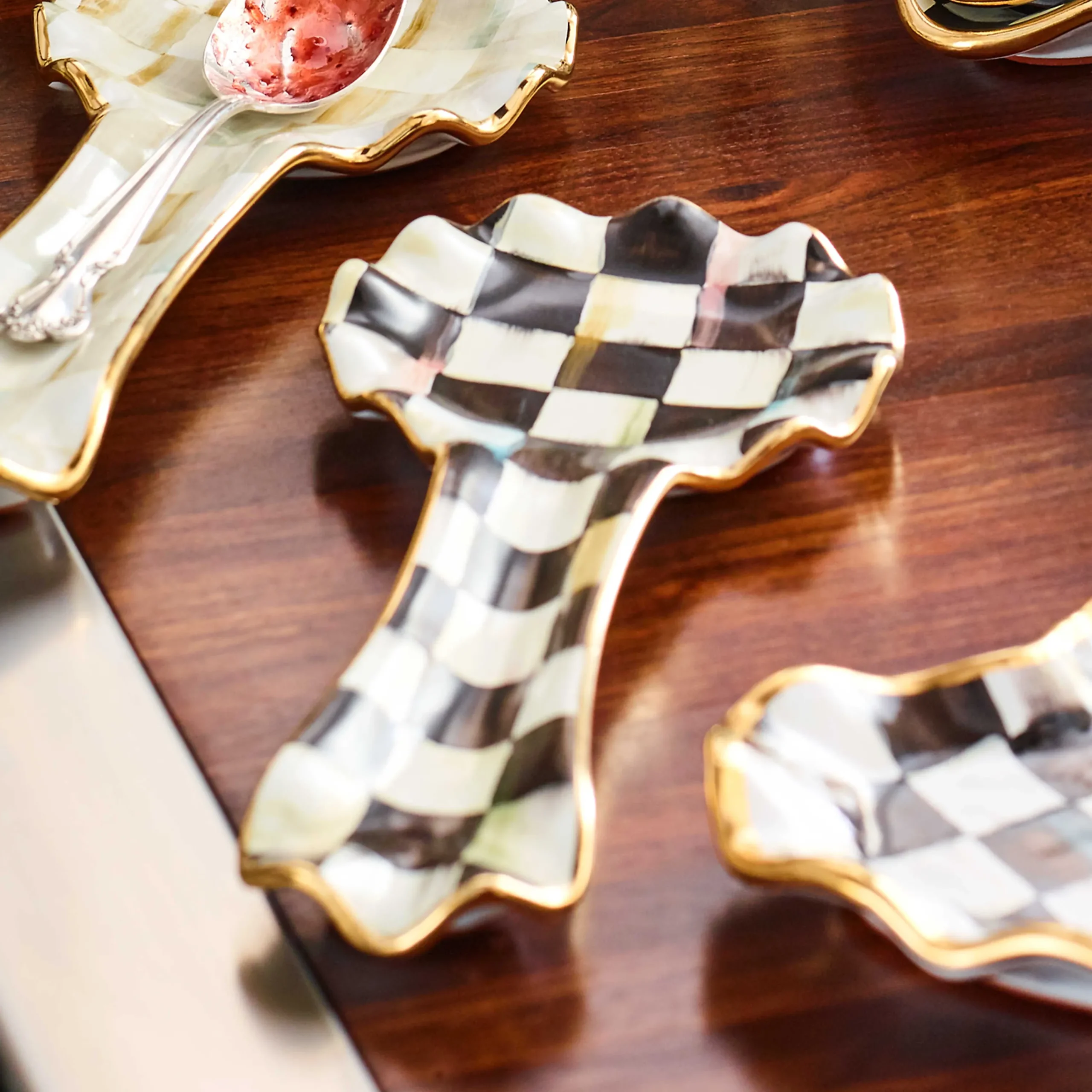 MacKenzie-Childs Courtly Check Ceramic Spoon Rest| Kitchen Utensils & Tools