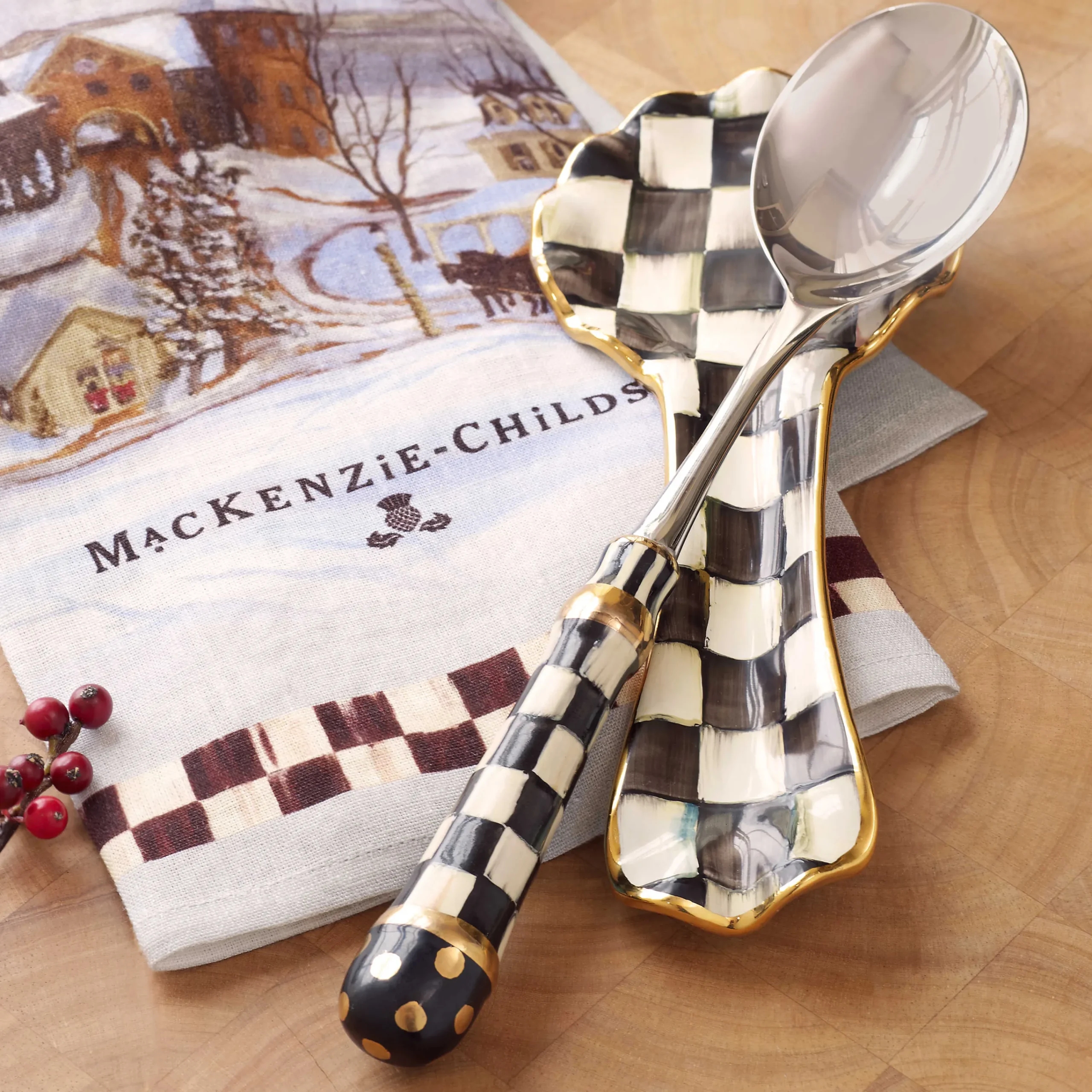 MacKenzie-Childs Courtly Check Ceramic Spoon Rest| Kitchen Utensils & Tools