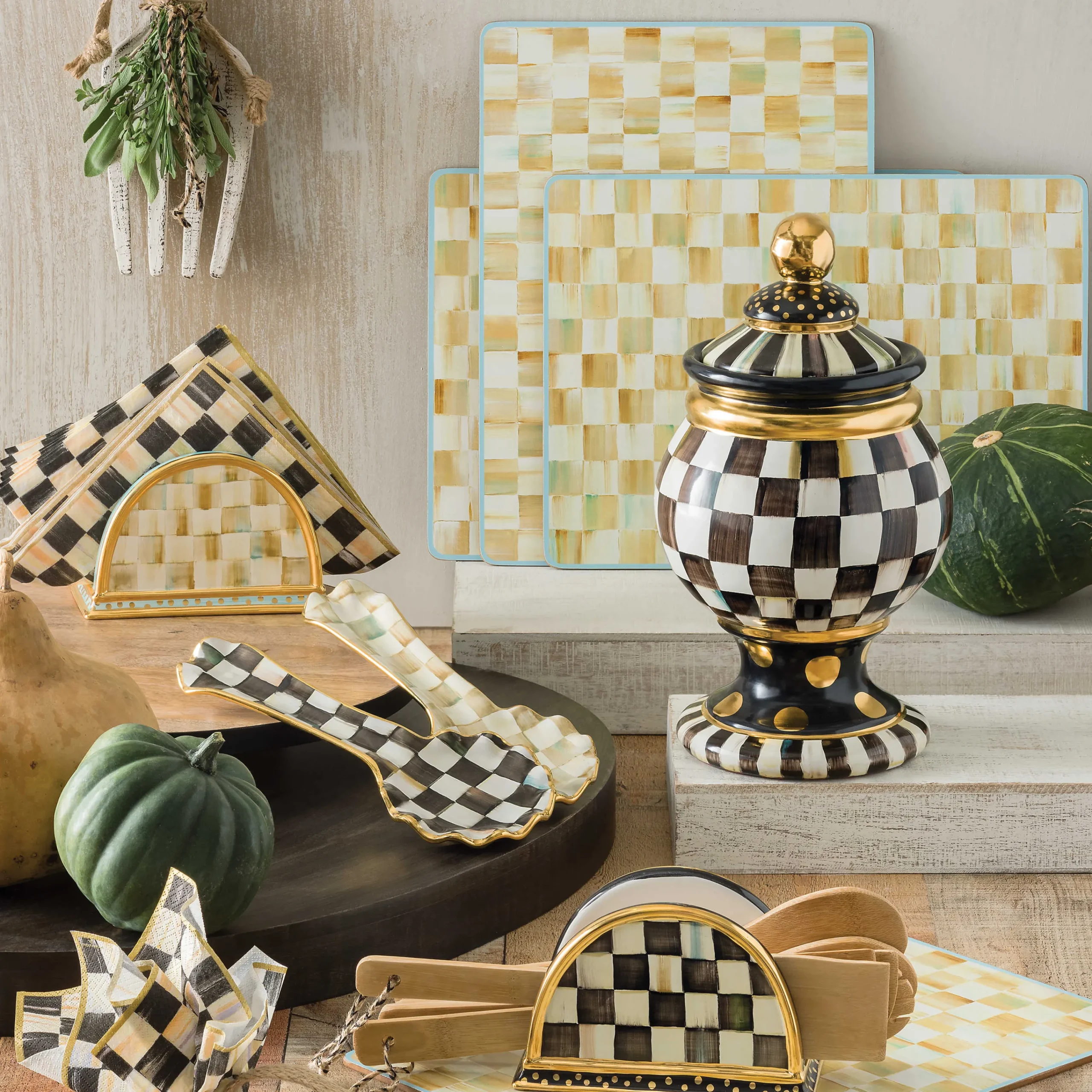 MacKenzie-Childs Courtly Check Ceramic Spoon Rest| Kitchen Utensils & Tools