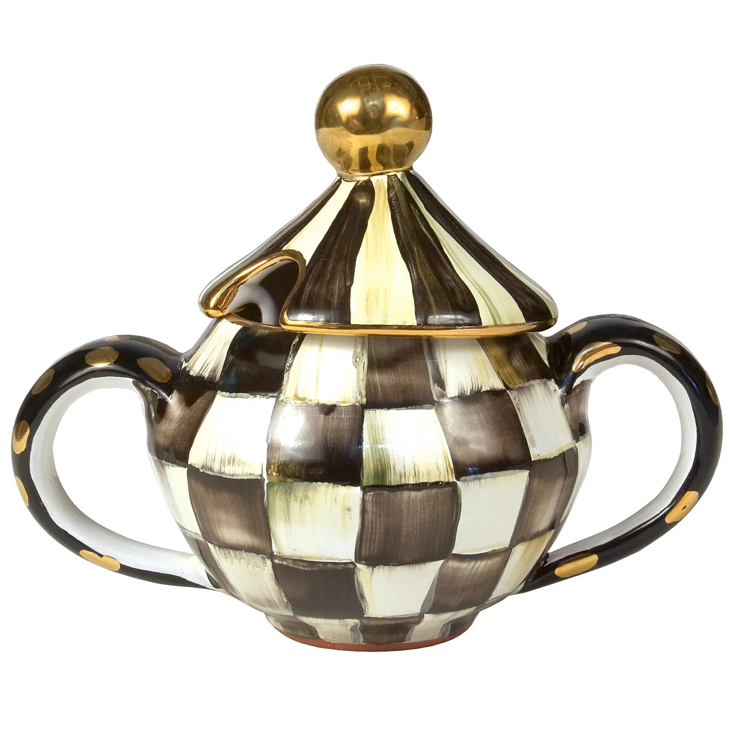 MacKenzie-Childs Courtly Check Ceramic Sugar Bowl with Lid| The Coffee Shop|Serveware