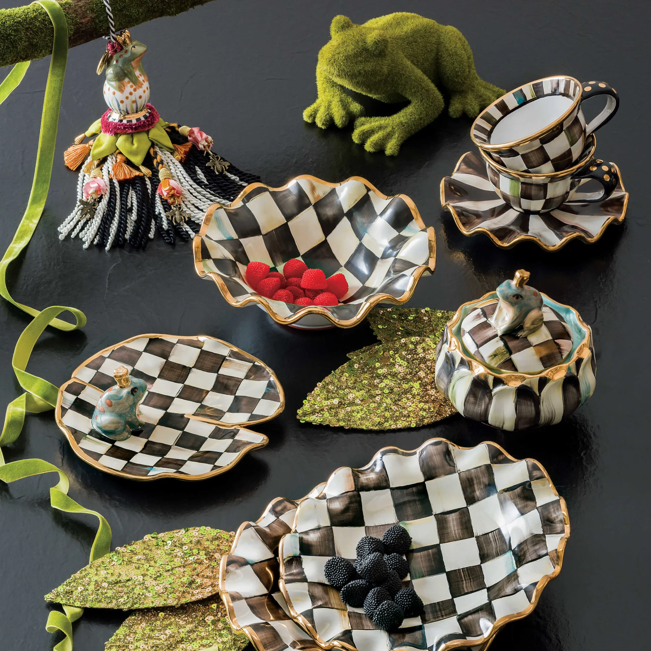 MacKenzie-Childs Courtly Check Ceramic Teacup| Dinnerware & Flatware