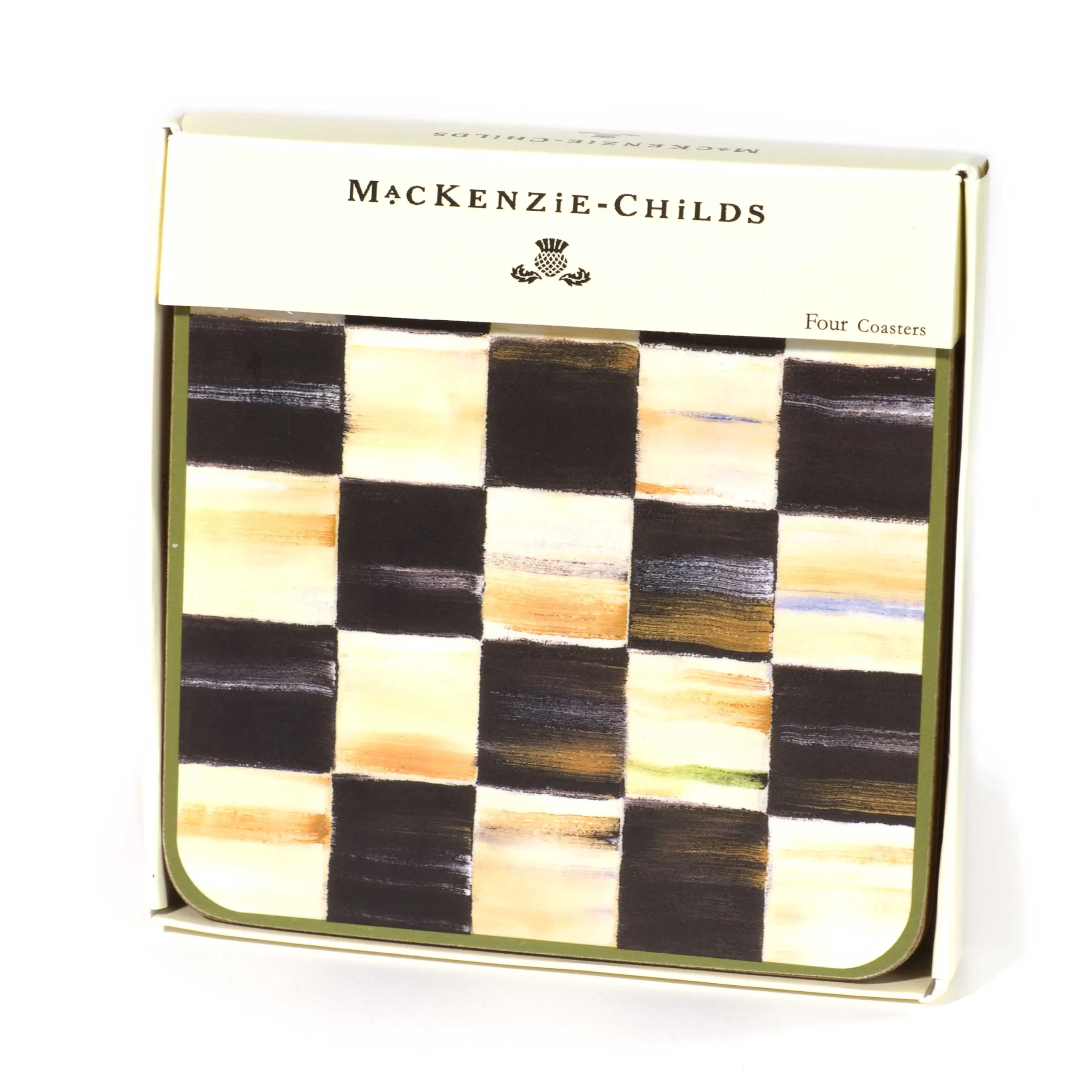 MacKenzie-Childs Courtly Check Cork Back Coasters, Set of 4| Table Accessories|Kitchen & Table Linens