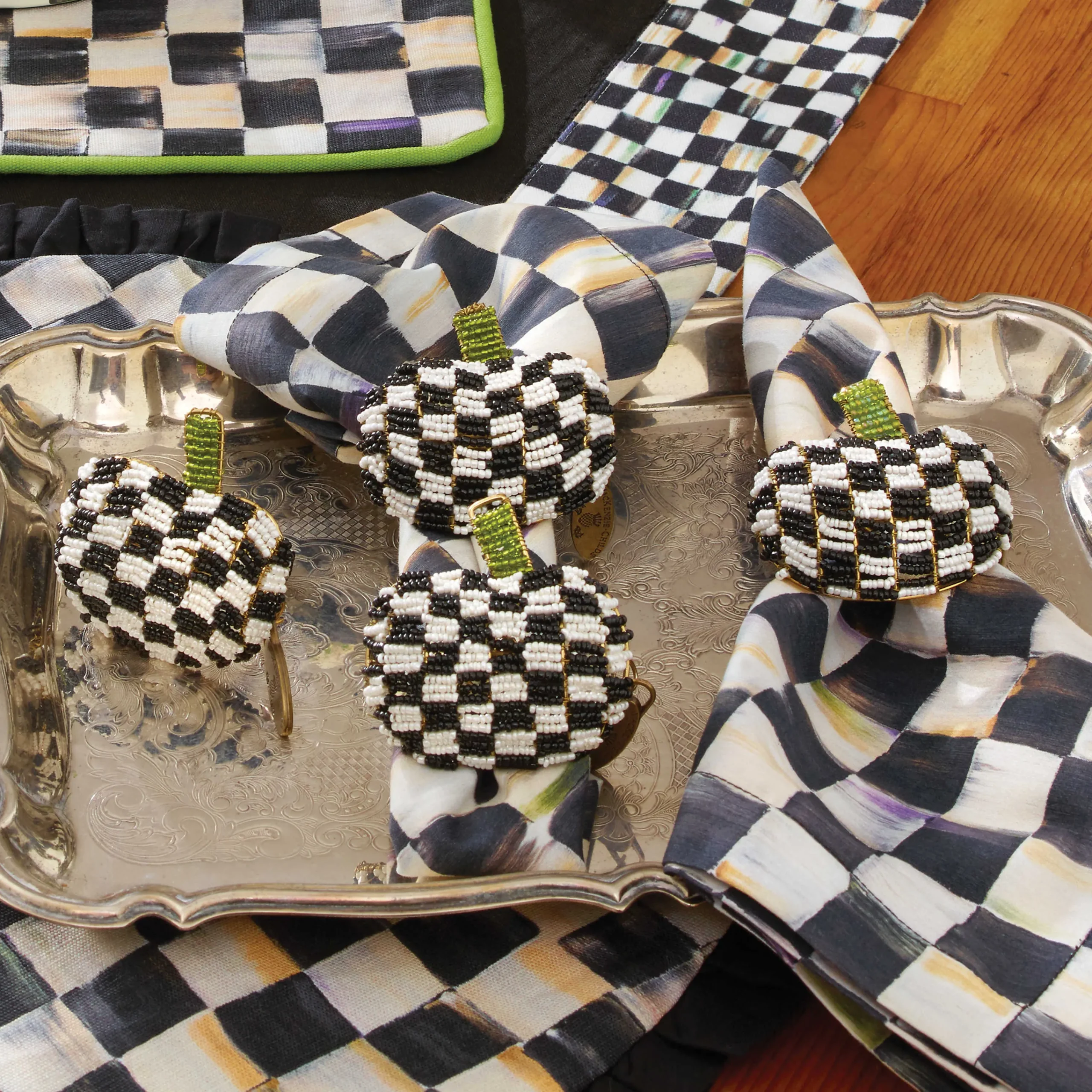 MacKenzie-Childs Courtly Check Cotton Napkin| Fall Entertaining|Kitchen & Table Linens