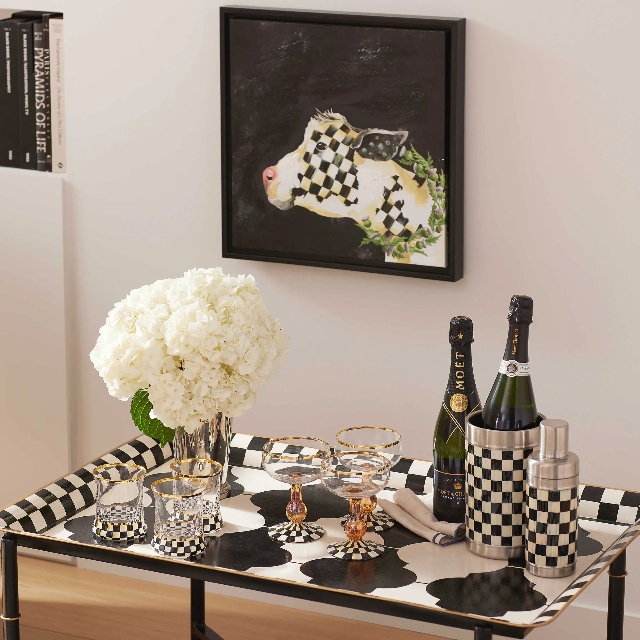 MacKenzie-Childs Courtly Check Coupe Glass| Fall Entertaining|Drinkware