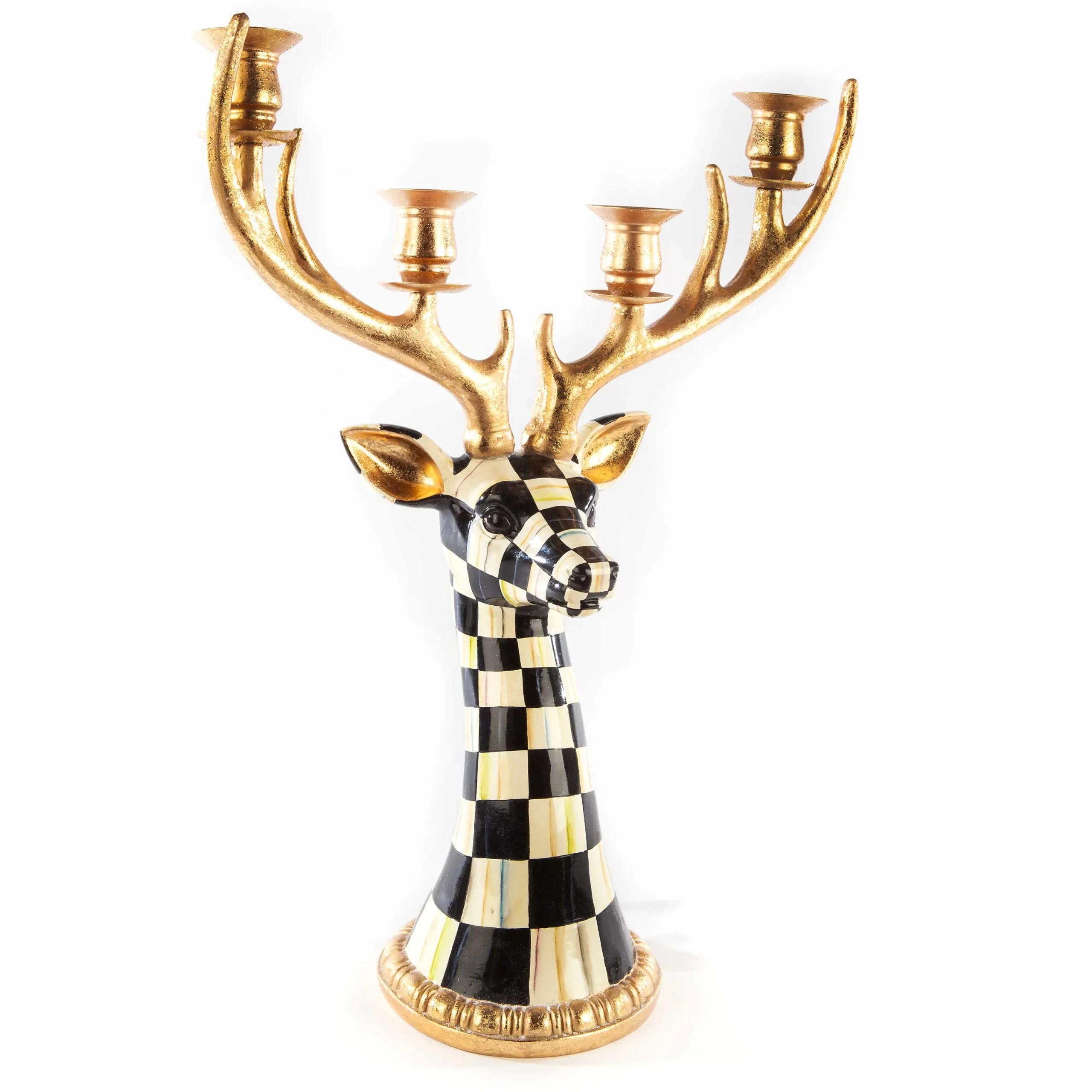 MacKenzie-Childs Courtly Check Deer Head Candelabra| Holiday|Candles & Fragrances