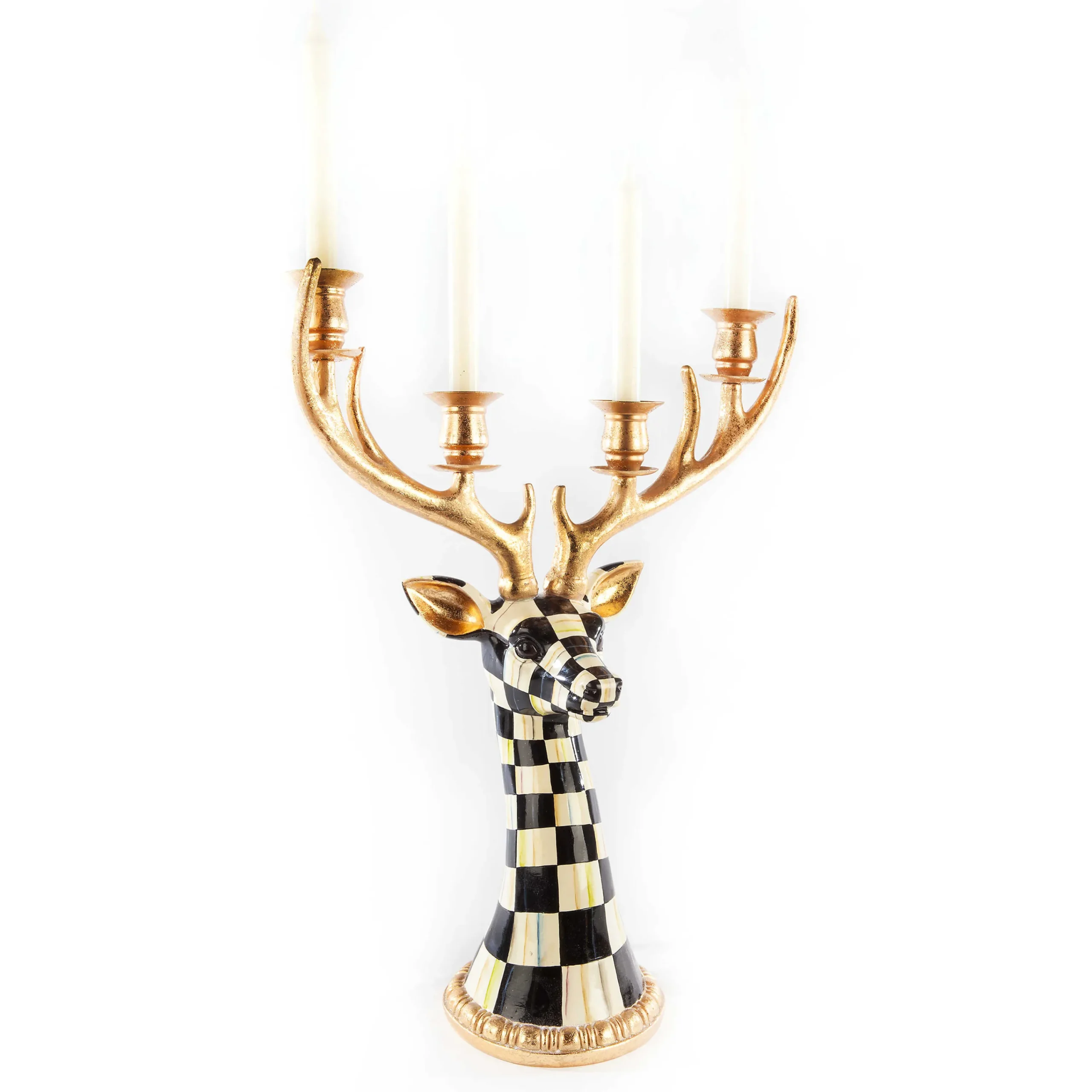 MacKenzie-Childs Courtly Check Deer Head Candelabra| Holiday|Candles & Fragrances