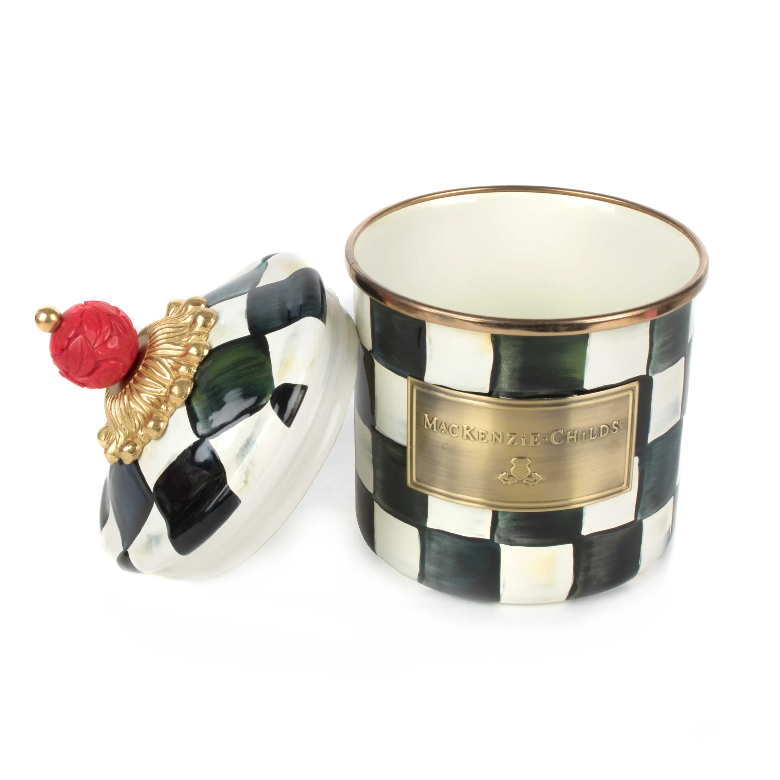 MacKenzie-Childs Courtly Check Demi Canister| Room Accents|Kitchen Storage & Organization
