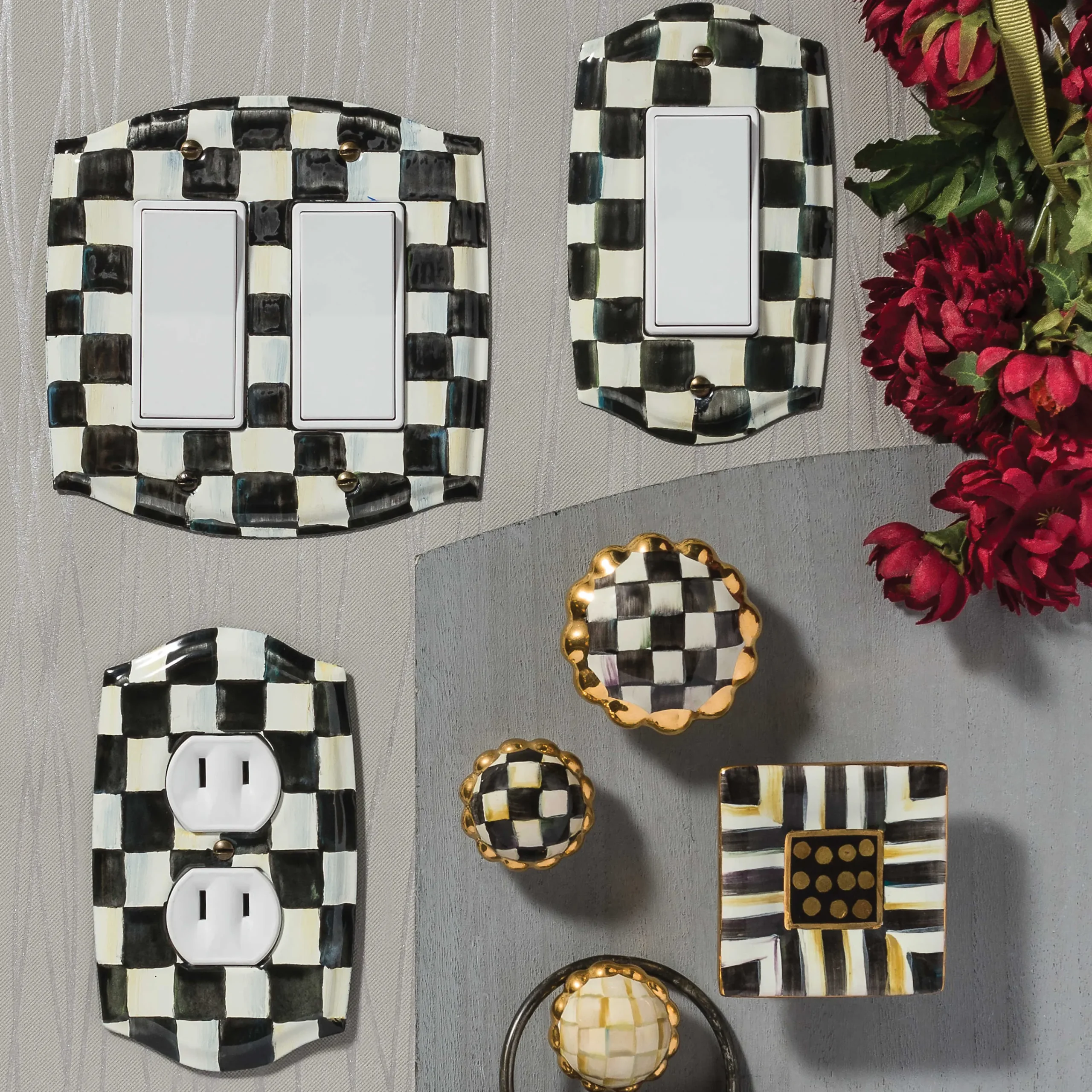 MacKenzie-Childs Courtly Check Double Outlet Cover| Finishing Touches|Room Accents