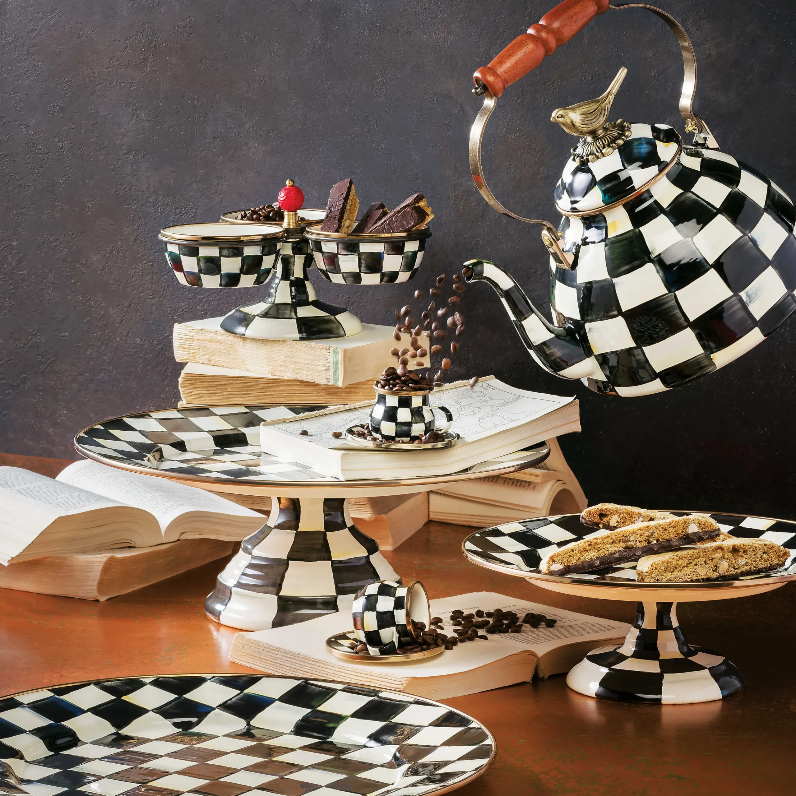 MacKenzie-Childs Courtly Check Espresso Cup Saucer Set| The Coffee Shop|Dinnerware & Flatware