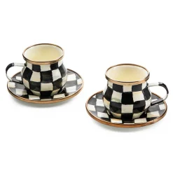 MacKenzie-Childs Courtly Check Espresso Cup Saucer Set| The Coffee Shop|Dinnerware & Flatware