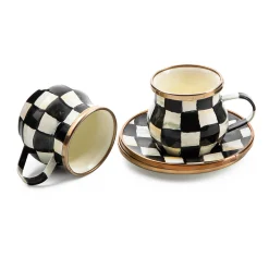MacKenzie-Childs Courtly Check Espresso Cup Saucer Set| The Coffee Shop|Dinnerware & Flatware