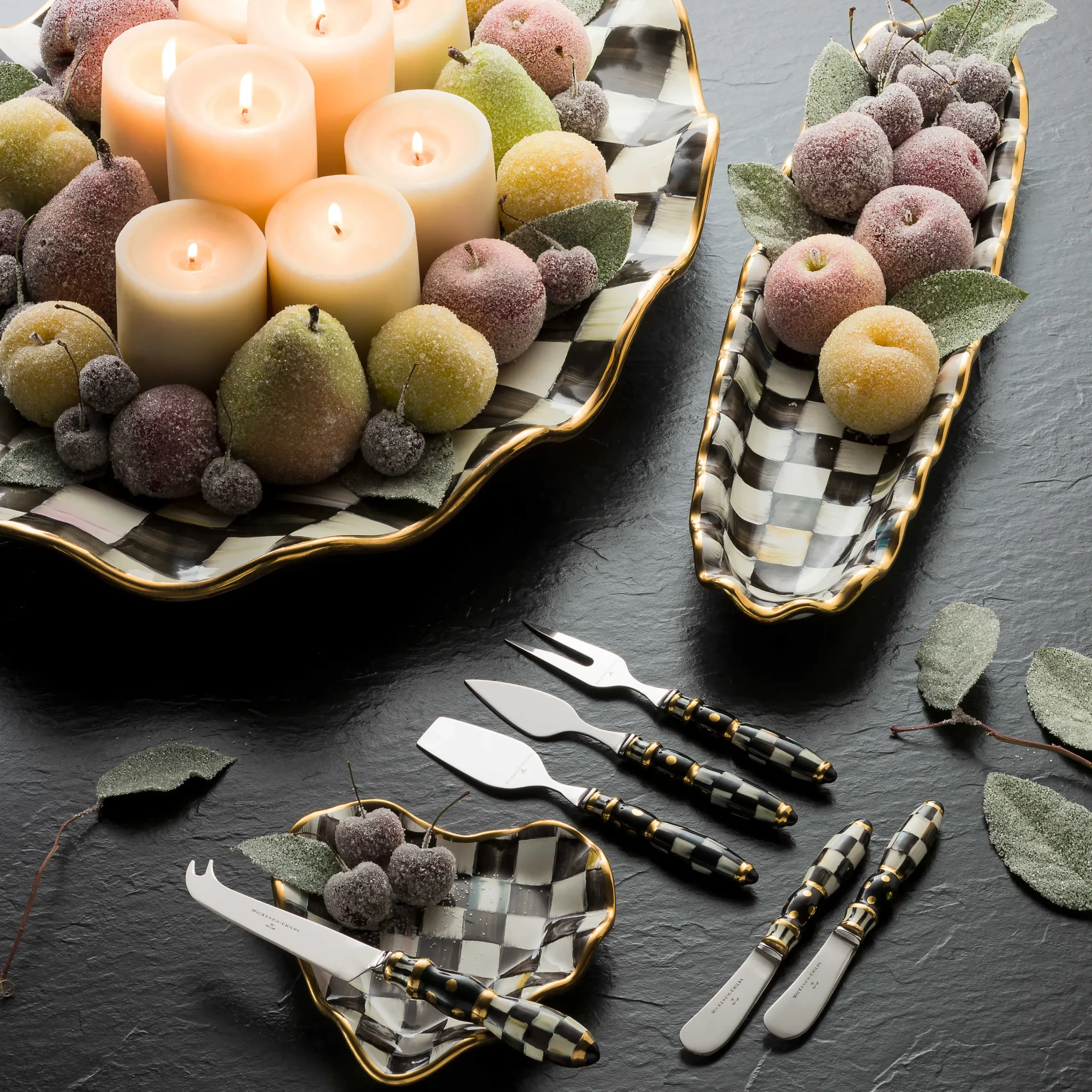 MacKenzie-Childs Courtly Check Fluted Heart Plate| Bar Entertaining|Serveware