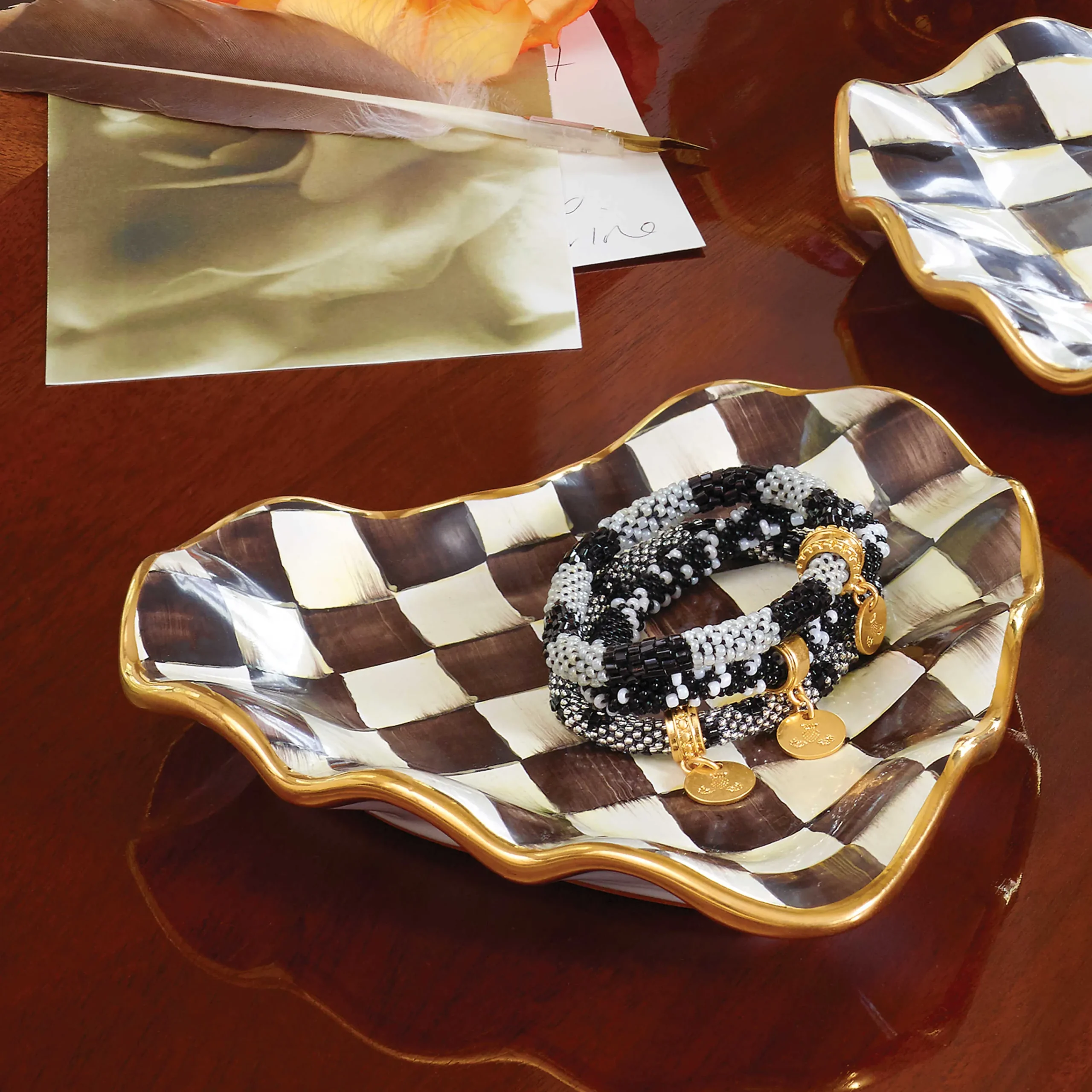 MacKenzie-Childs Courtly Check Fluted Heart Plate| Bar Entertaining|Serveware