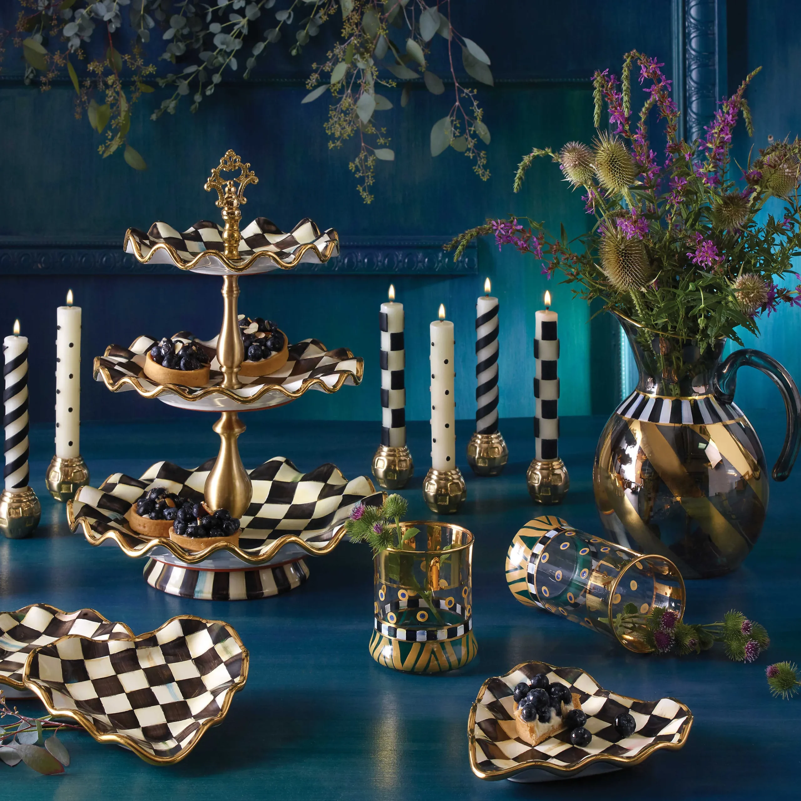 MacKenzie-Childs Courtly Check Fluted Heart Plate| Bar Entertaining|Serveware