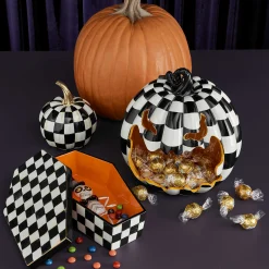 MacKenzie-Childs Courtly Check Glossy Mini Pumpkin| Pumpkins|The Halloween Shop