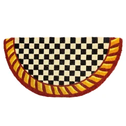 MacKenzie-Childs Courtly Check Half Round Red Gold Entrance Mat| The Fall Shop|Rugs