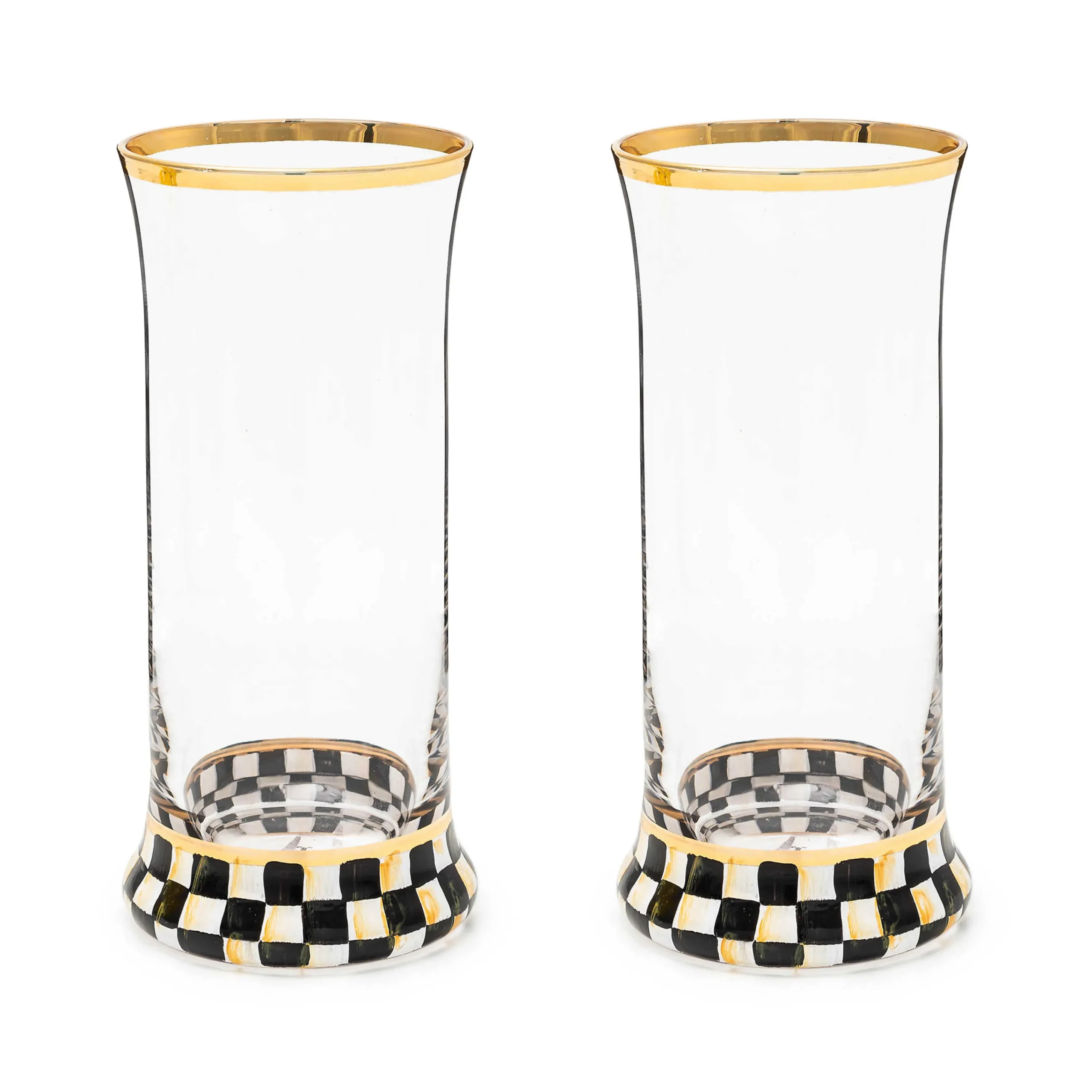 MacKenzie-Childs Courtly Check Highball Glass, Set of 2| Holiday|The Halloween Shop