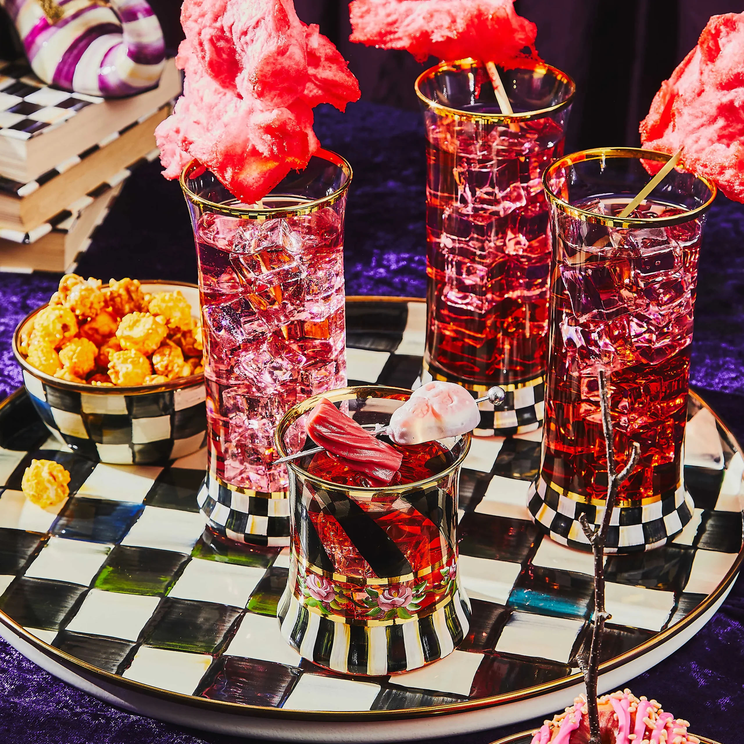 MacKenzie-Childs Courtly Check Highball Glass, Set of 2| Holiday|The Halloween Shop