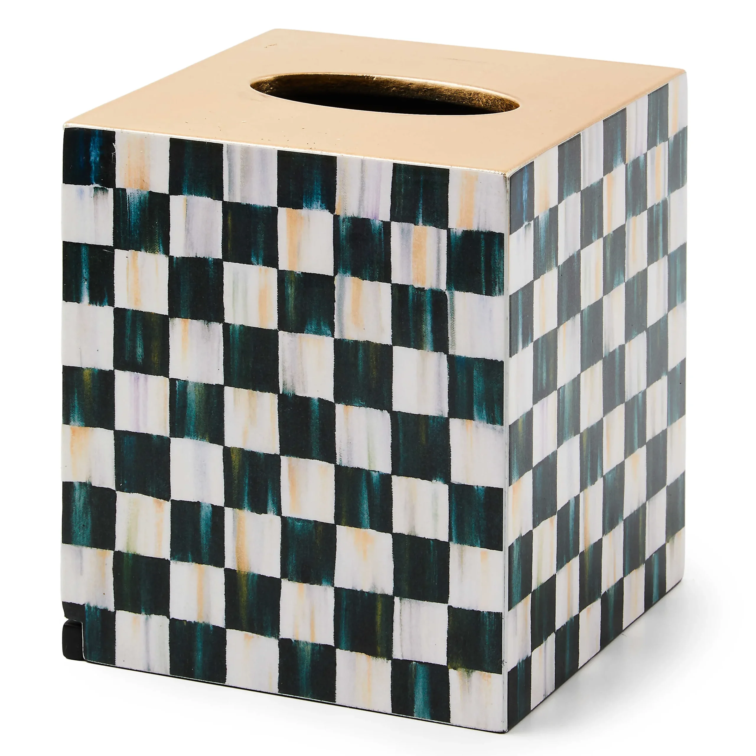 MacKenzie-Childs Courtly Check Lacquer Boutique Tissue Box Cover| Bath & Bath Accessories