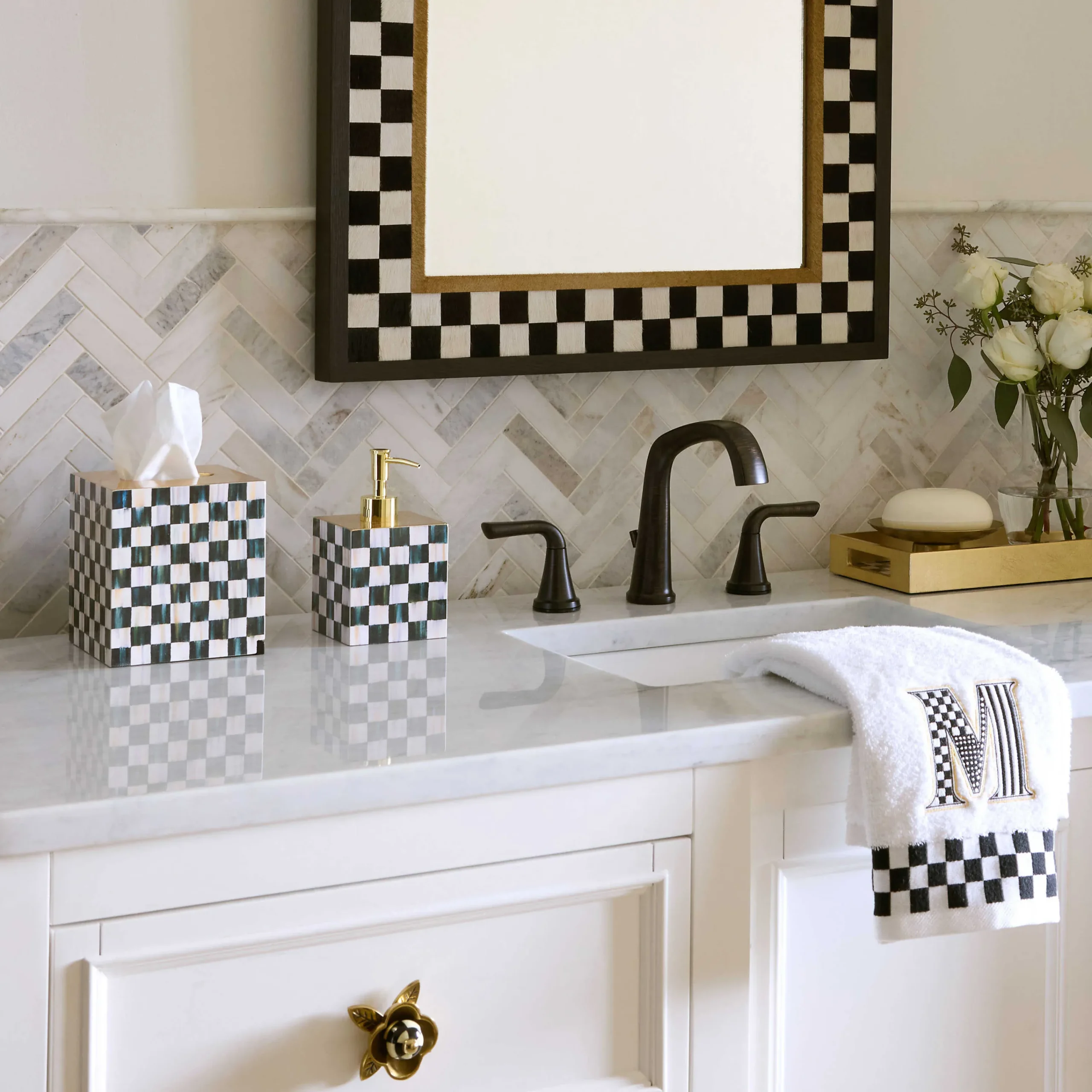MacKenzie-Childs Courtly Check Lacquer Soap Pump| Bath & Bath Accessories