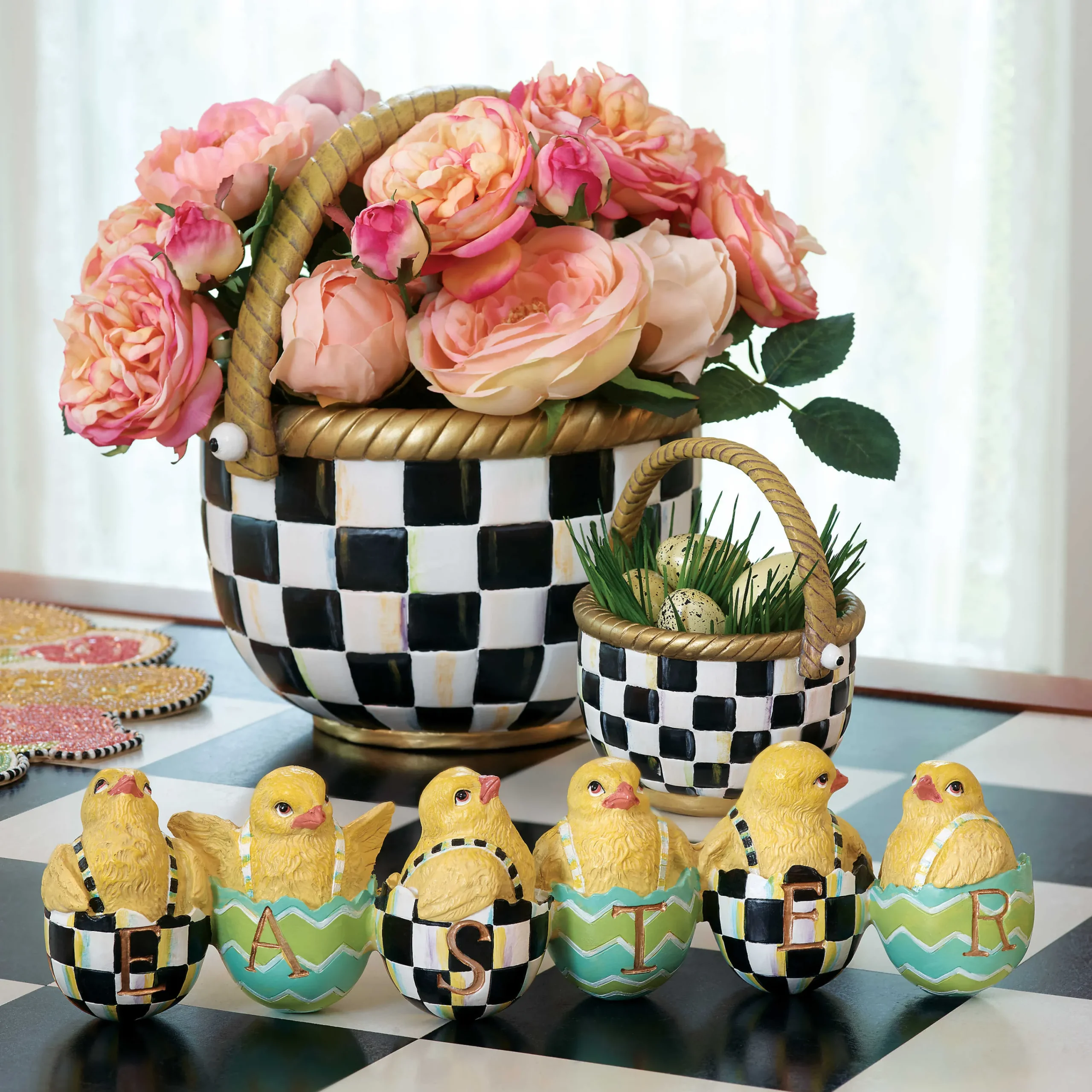 MacKenzie-Childs Courtly Check Large Basket| Easter|Spring