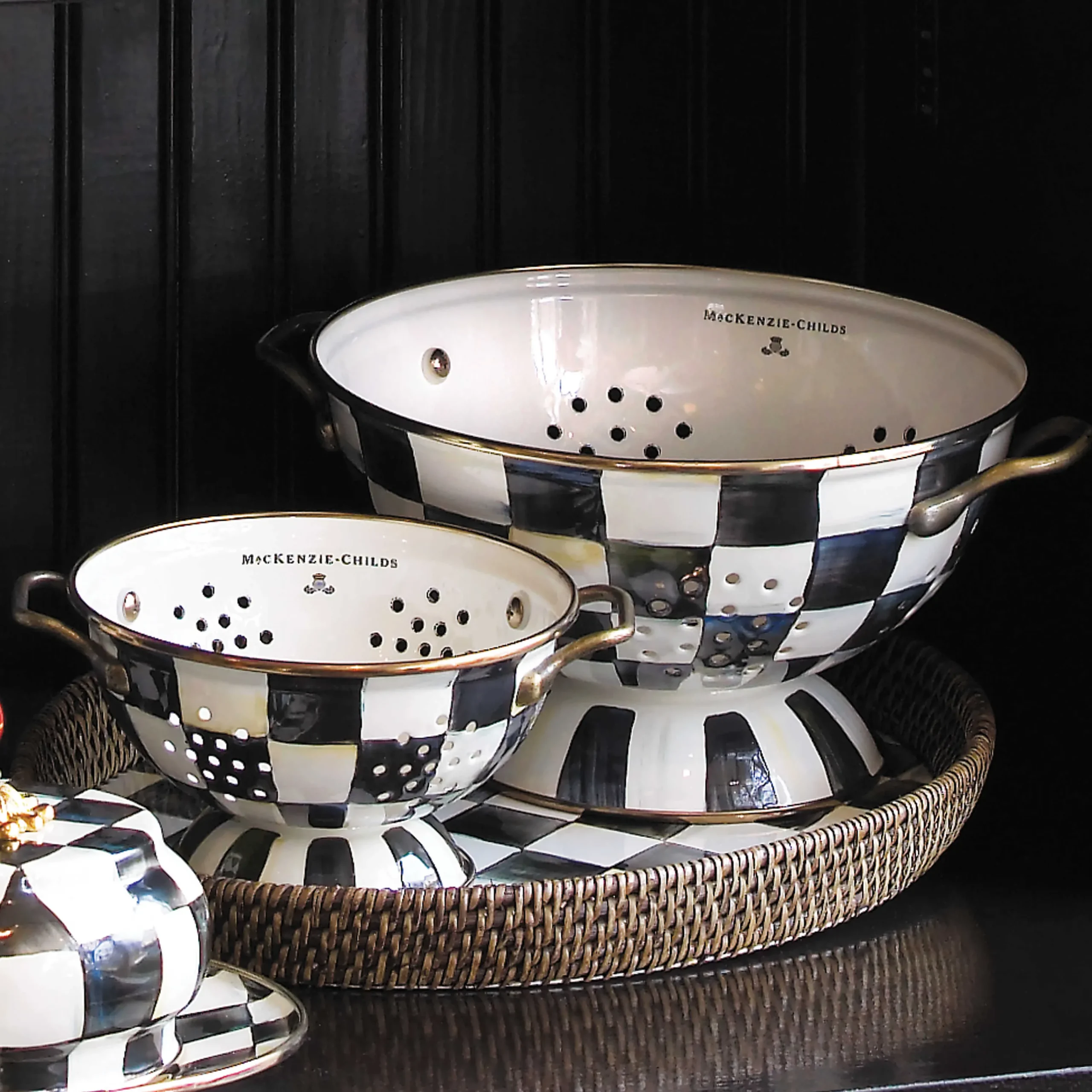 MacKenzie-Childs Courtly Check Large Colander| Kitchen Utensils & Tools