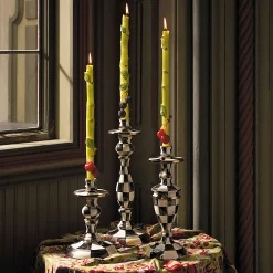 MacKenzie-Childs Courtly Check Large Enamel Candlestick| Candles & Fragrances|Table Accessories