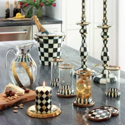 MacKenzie-Childs Courtly Check Large Enamel Candlestick| Candles & Fragrances|Table Accessories