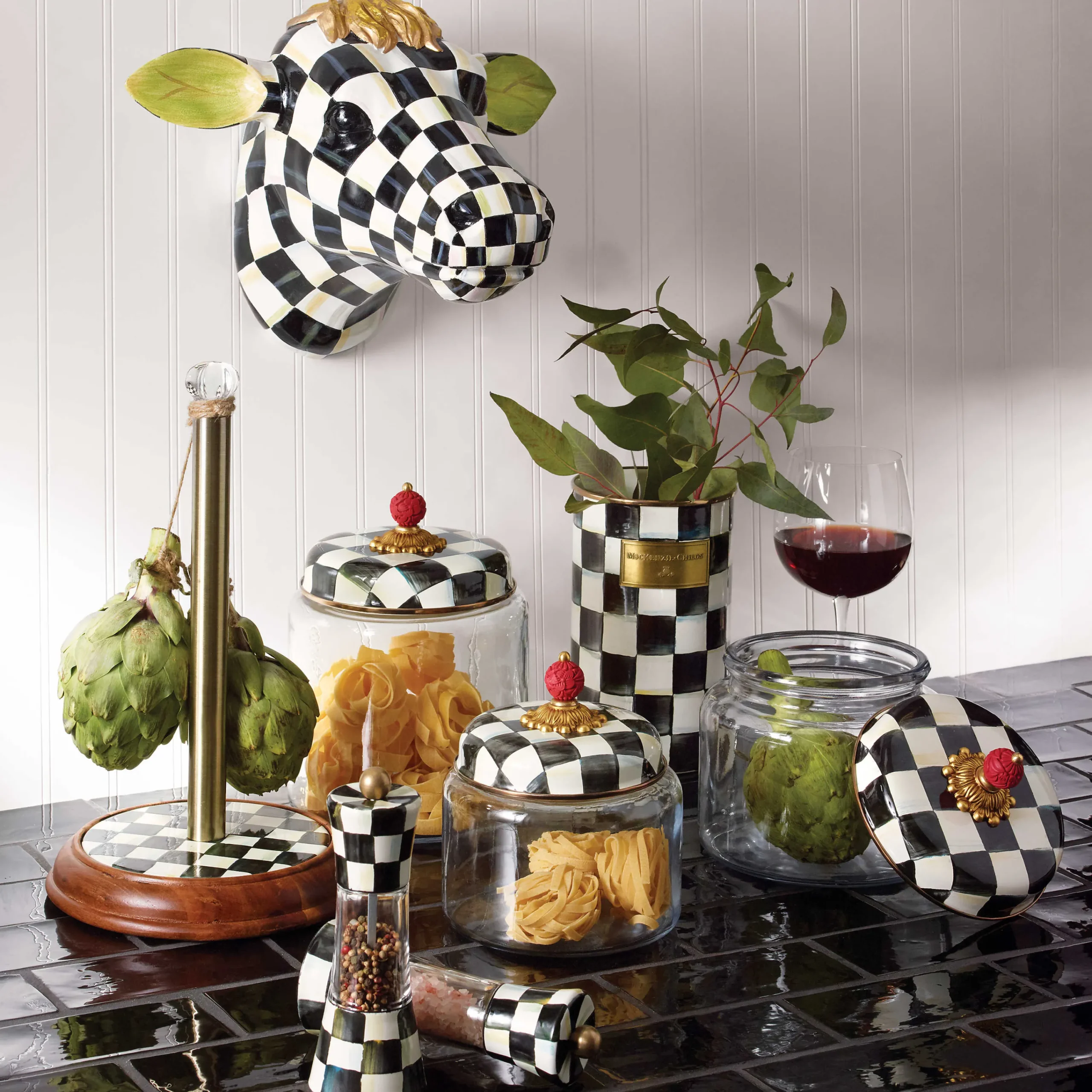 MacKenzie-Childs Courtly Check Large Kitchen Canister| Room Accents