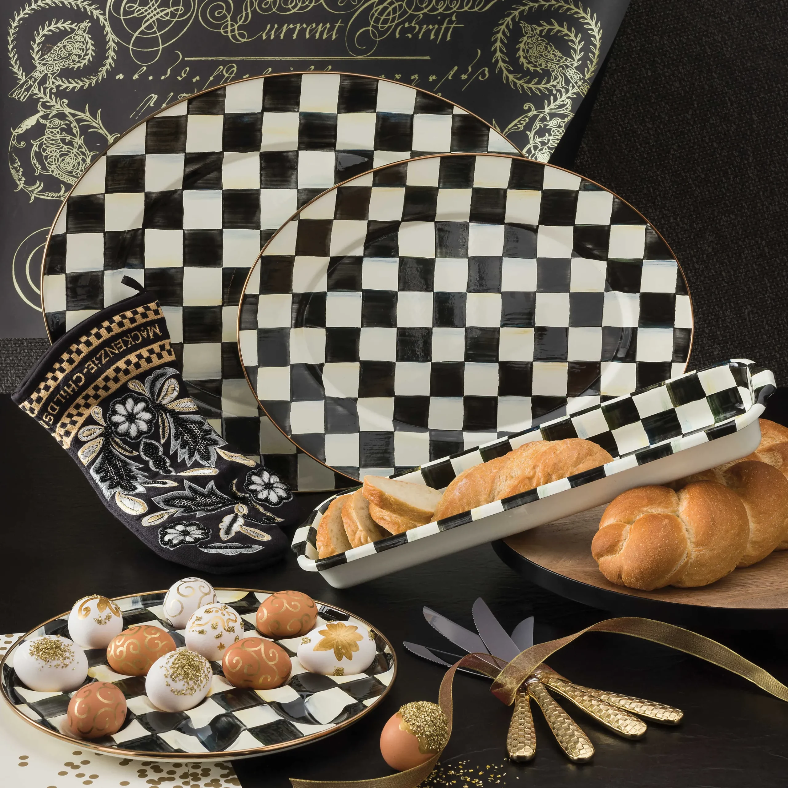 MacKenzie-Childs Courtly Check Large Oval Platter| Bar Entertaining|Serveware