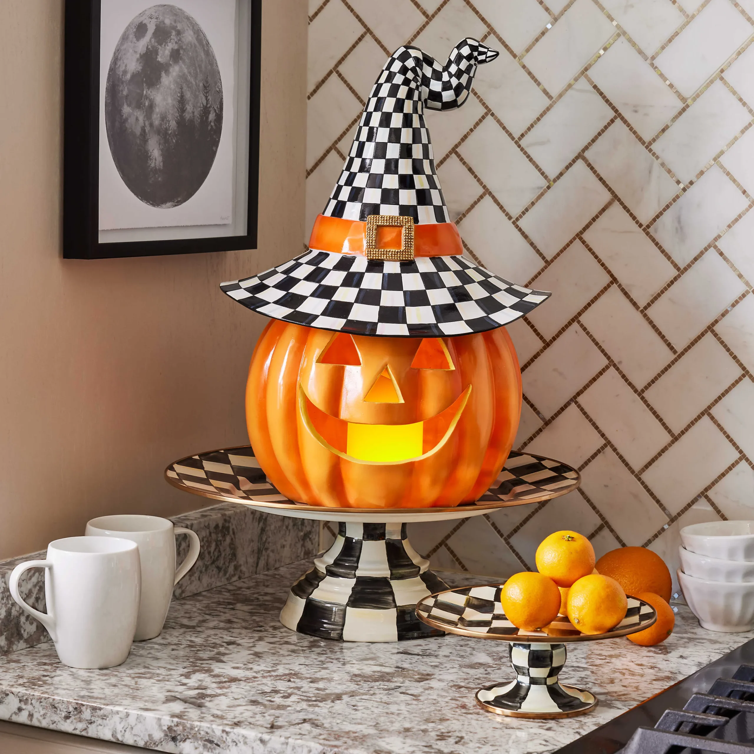 MacKenzie-Childs Courtly Check Large Pedestal Platter| Serveware