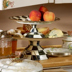 MacKenzie-Childs Courtly Check Large Pedestal Platter| Serveware