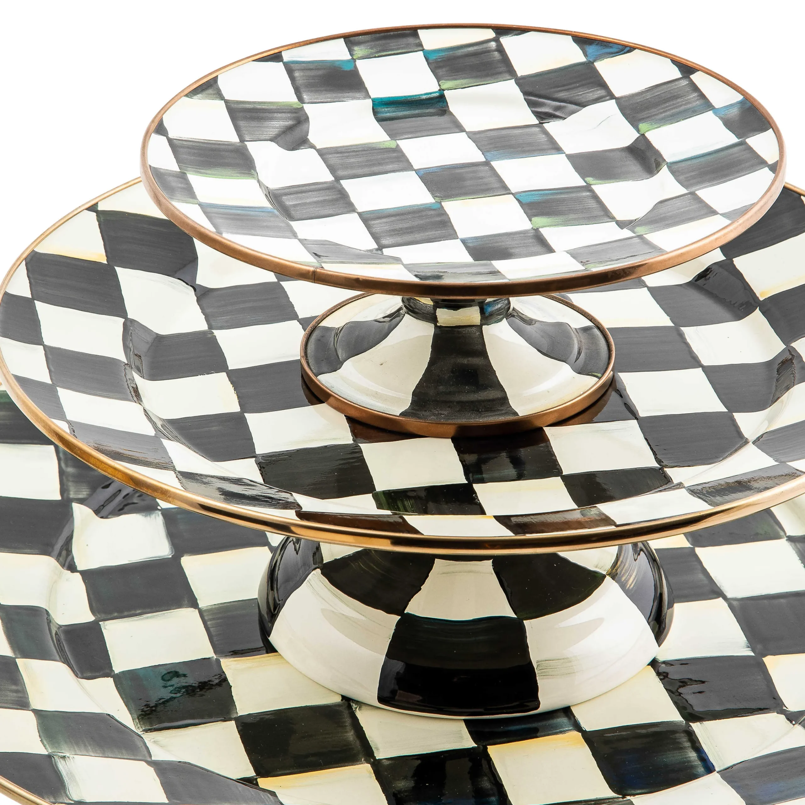 MacKenzie-Childs Courtly Check Large Pedestal Platter| Serveware