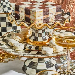 MacKenzie-Childs Courtly Check Large Pedestal Platter| Serveware