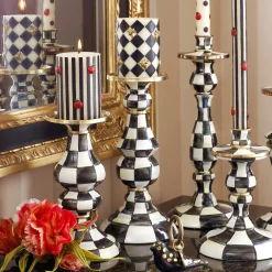 MacKenzie-Childs Courtly Check Large Pillar Candlestick| Candles & Fragrances|Table Accessories