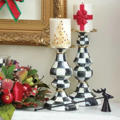 MacKenzie-Childs Courtly Check Large Pillar Candlestick| Candles & Fragrances|Table Accessories