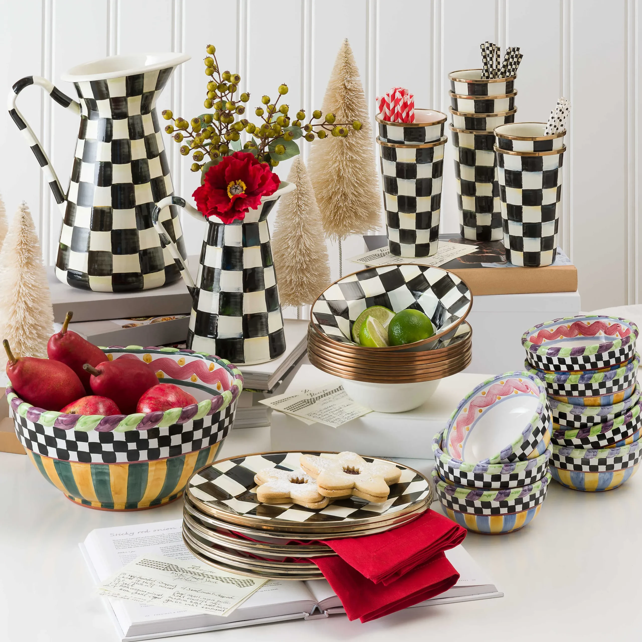 MacKenzie-Childs Courtly Check Large Practical Pitcher| Bar Entertaining|Serveware