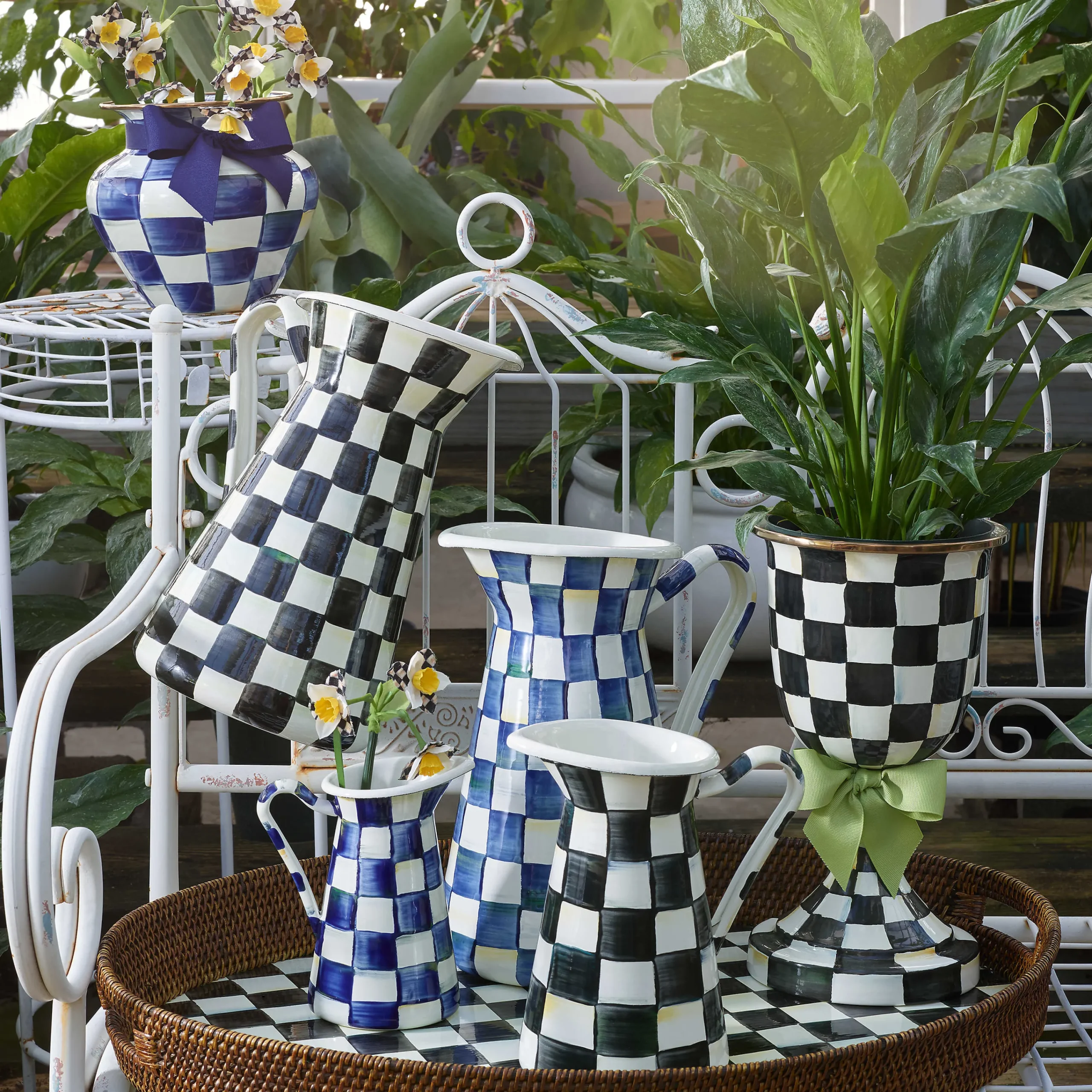 MacKenzie-Childs Courtly Check Large Practical Pitcher| Bar Entertaining|Serveware