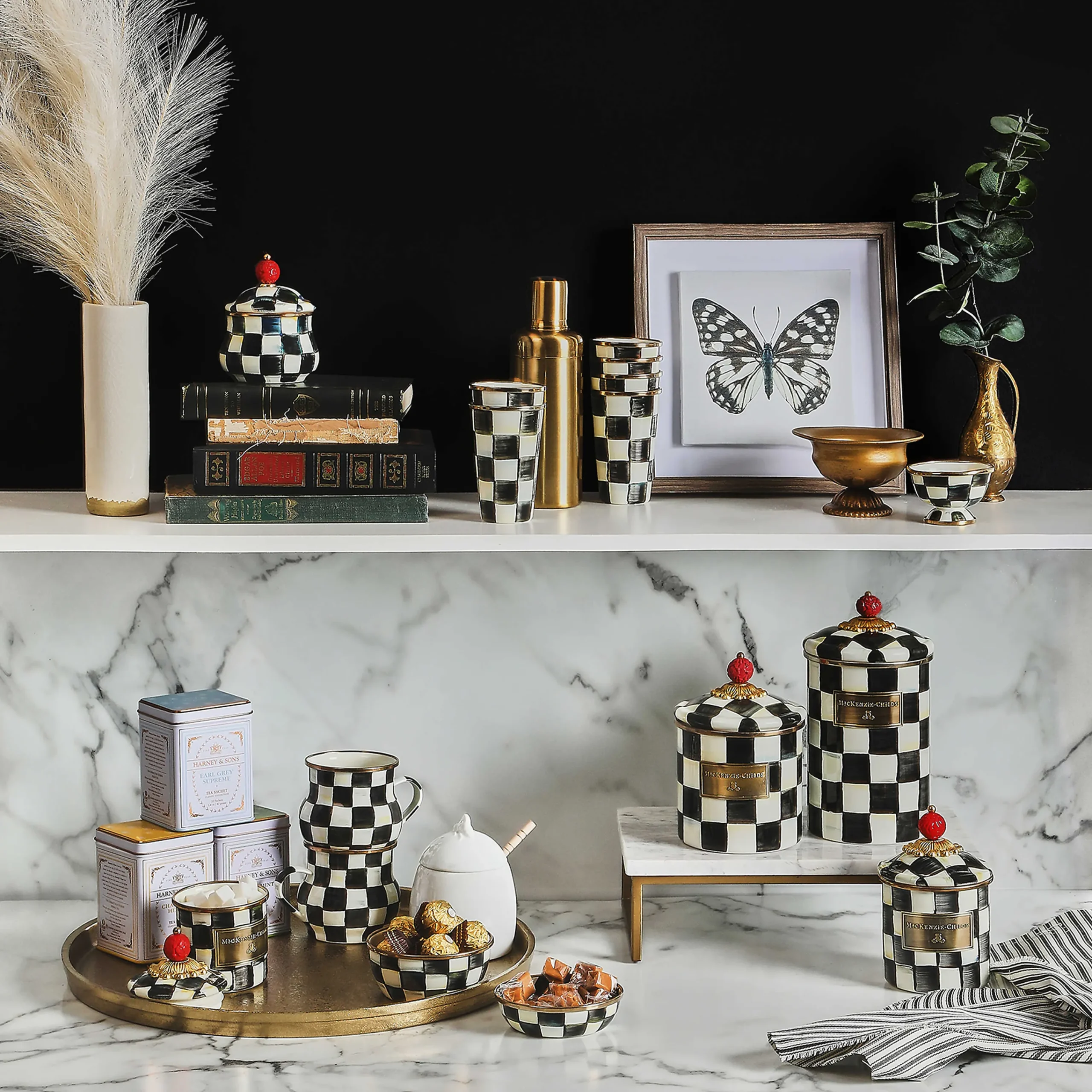 MacKenzie-Childs Courtly Check Lidded Sugar Bowl| The Coffee Shop|Serveware