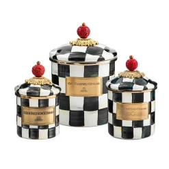 MacKenzie-Childs Courtly Check Little Canisters, Set of 3| Kitchen & Dining Sets|Kitchen Storage & Organization