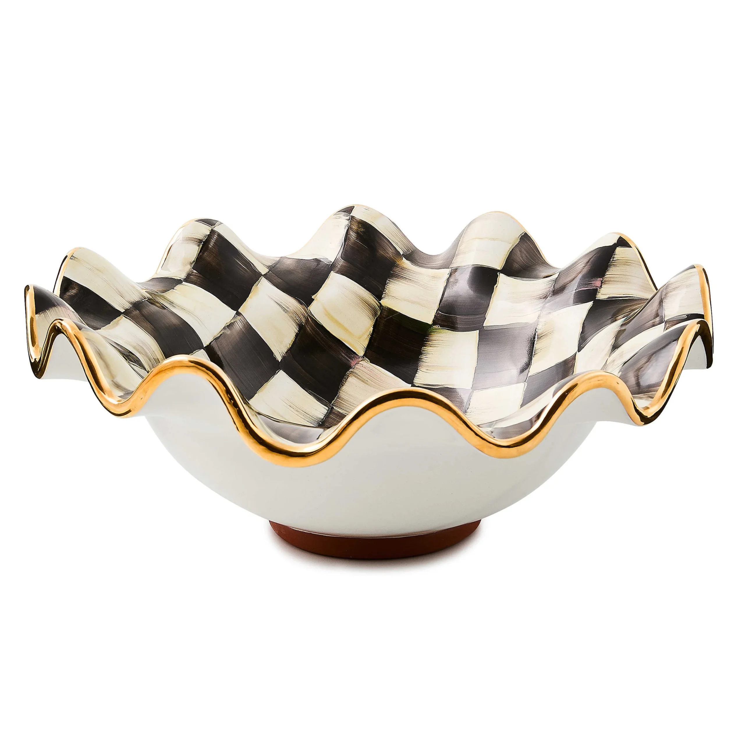 MacKenzie-Childs Courtly Check Medium Ceramic Fluted Serving Bowl| Serveware