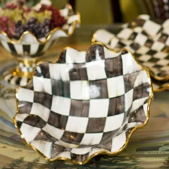 MacKenzie-Childs Courtly Check Medium Ceramic Fluted Serving Bowl| Serveware