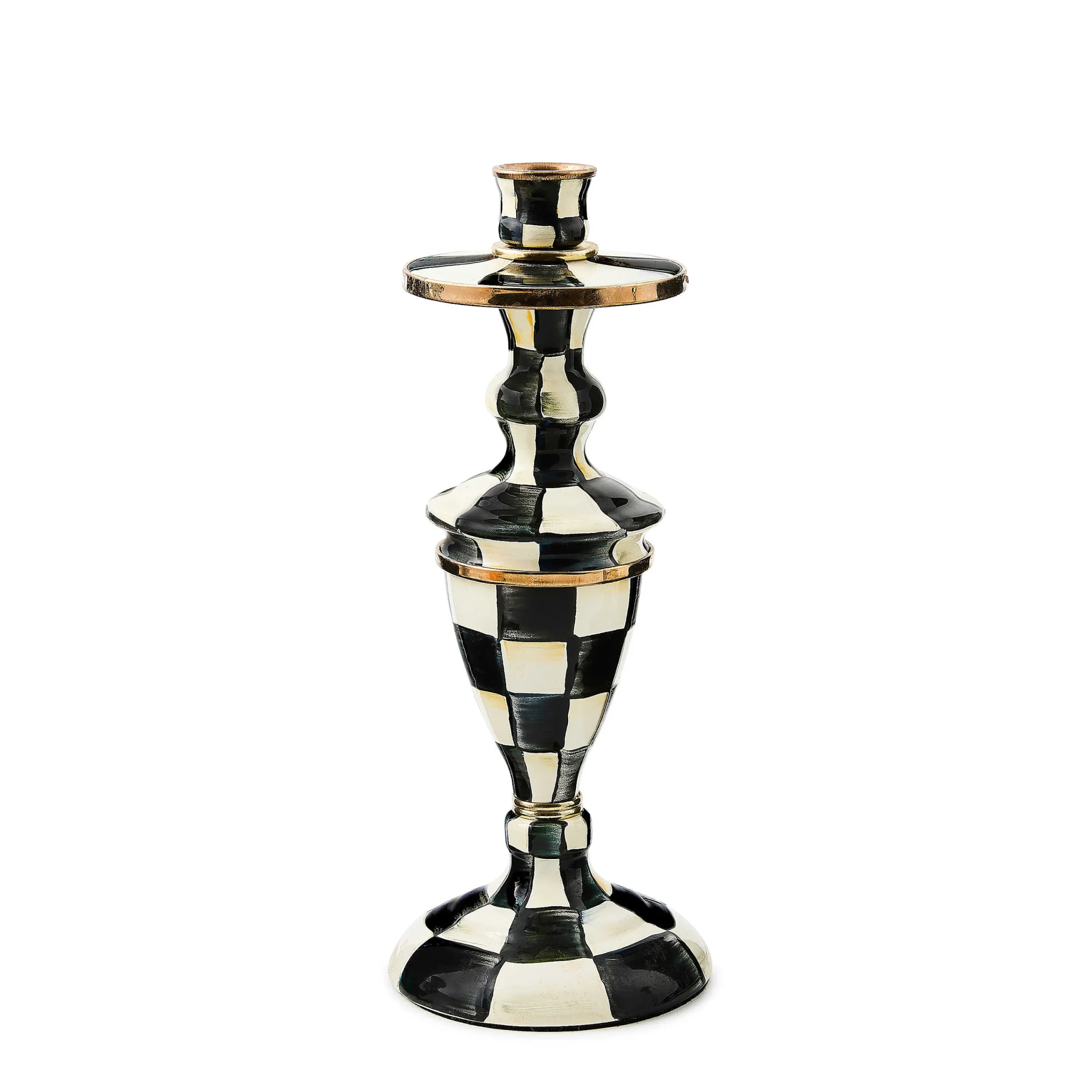 MacKenzie-Childs Courtly Check Medium Enamel Candlestick| Candles & Fragrances|Table Accessories