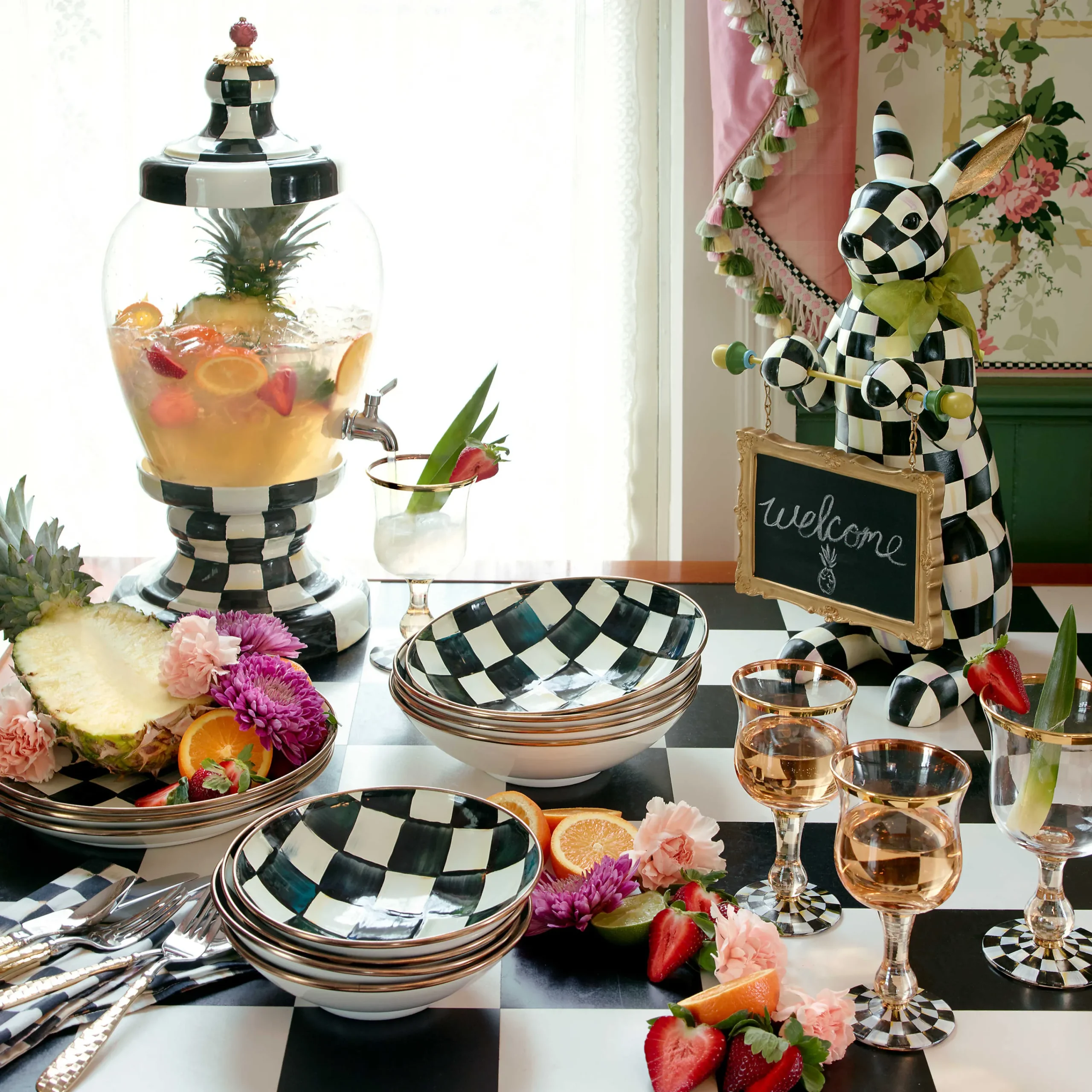 MacKenzie-Childs Courtly Check Menu Rabbit| Easter|Spring
