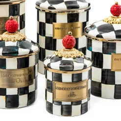 MacKenzie-Childs Courtly Check Mini Canister| Room Accents|Kitchen Storage & Organization