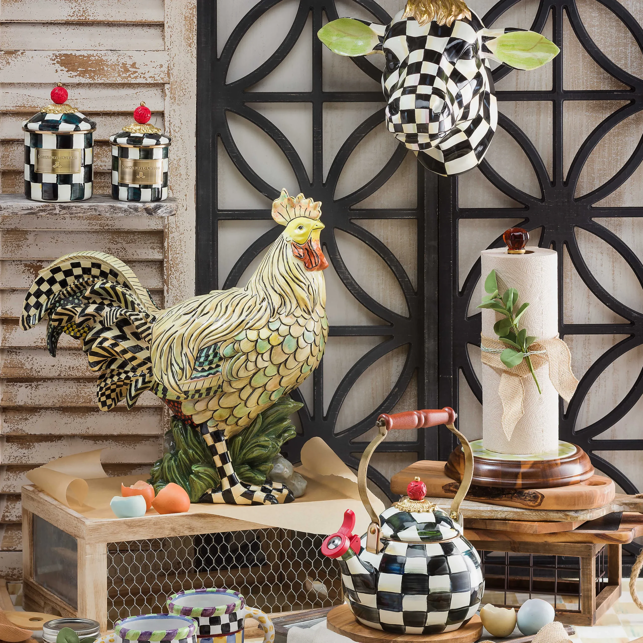 MacKenzie-Childs Courtly Check Mini Canister| Room Accents|Kitchen Storage & Organization