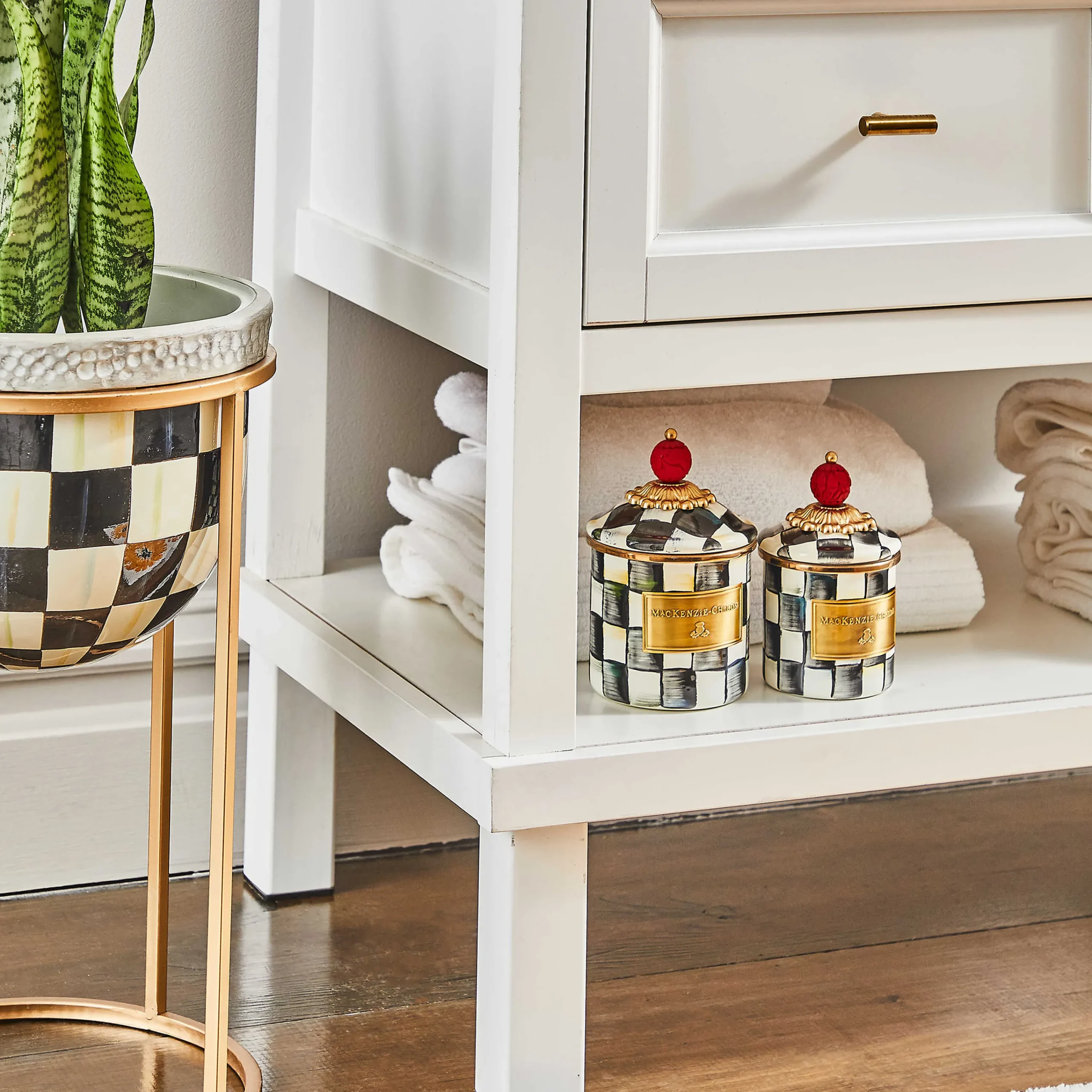 MacKenzie-Childs Courtly Check Mini Canister| Room Accents|Kitchen Storage & Organization