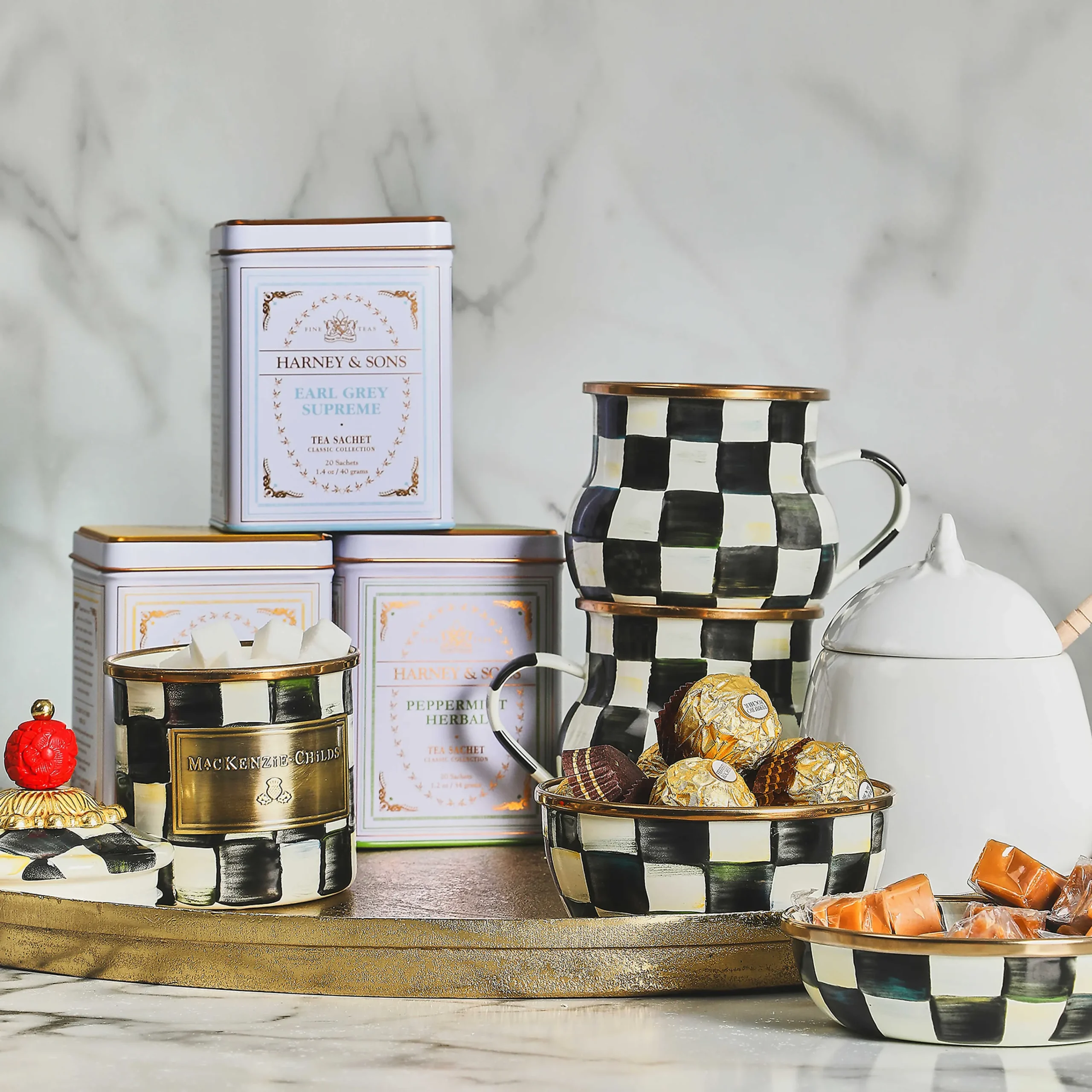 MacKenzie-Childs Courtly Check Mini Canister| Room Accents|Kitchen Storage & Organization